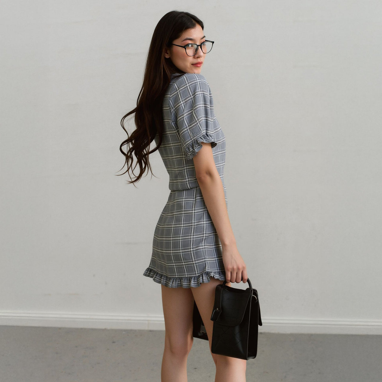Women's Plaid Ruffle Hem High Waist Shorts