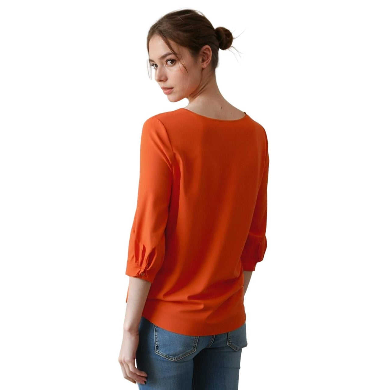 Pleione Gathered Hem Scoop Neck Blouse In Flamingo