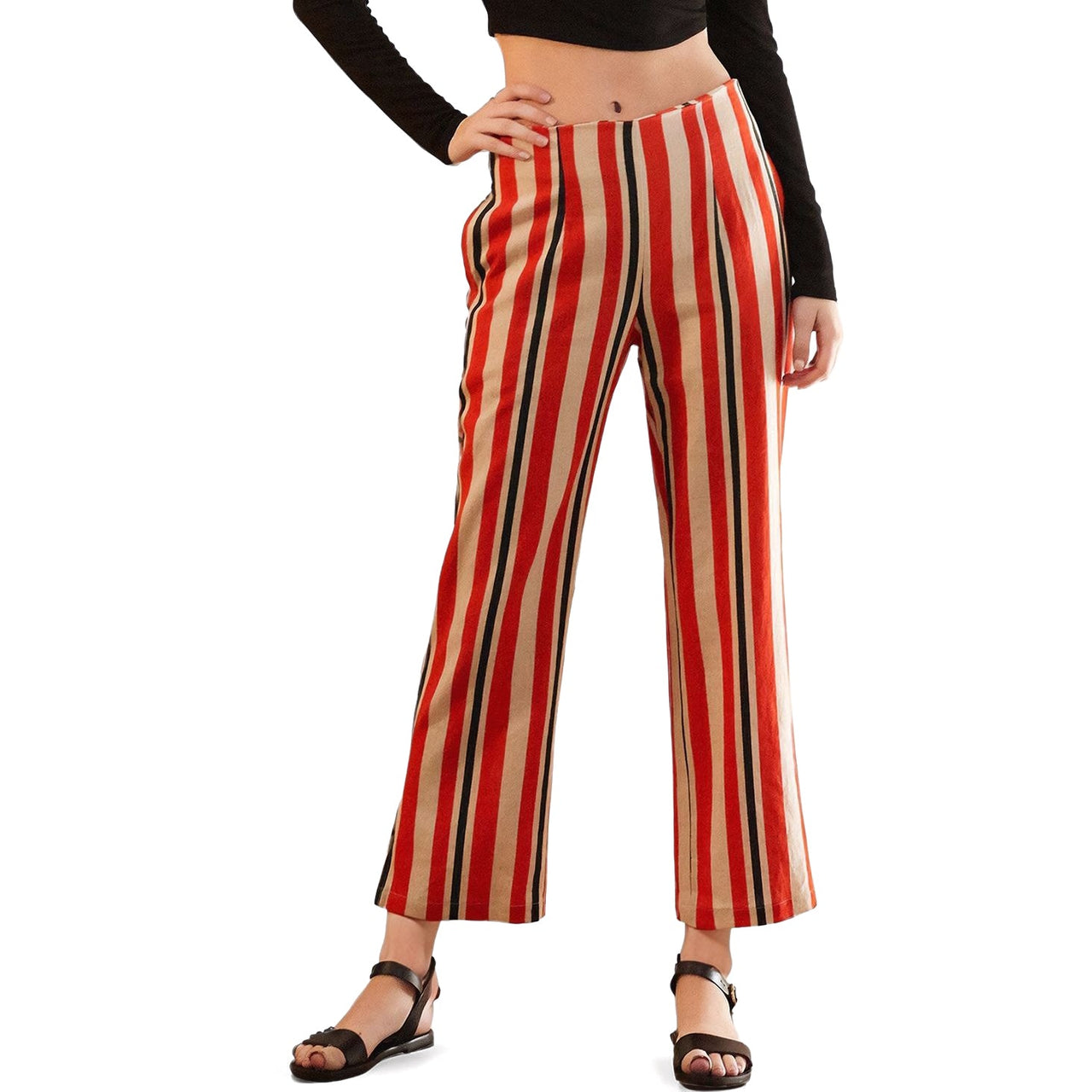 Women's Hi-waisted Cropped Pants in Poppy Multi