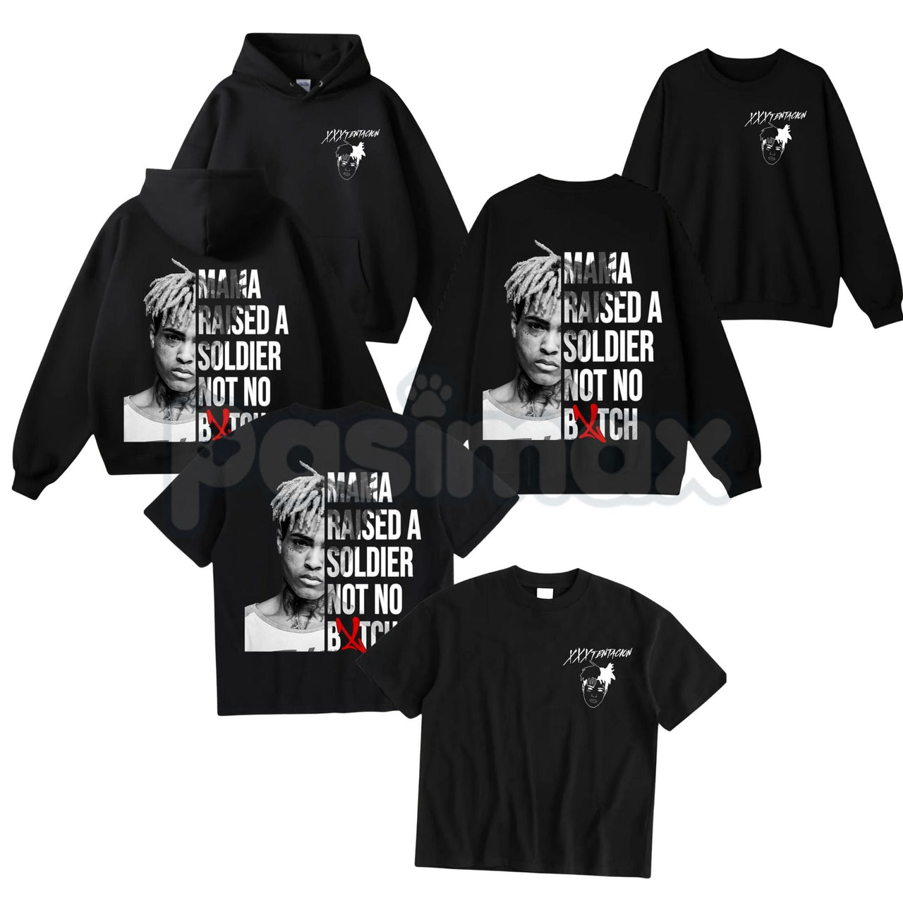 XXXTentacion Hoodie – Mama Raised A Soldier Shirt, Vintage Rapper 2-Sided Graphic T-Shirt & Sweatshirt