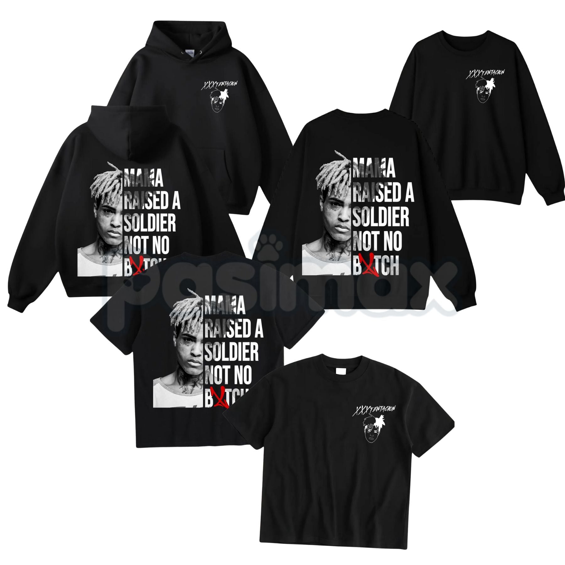 XXXTentacion Hoodie – Mama Raised A Soldier Shirt, Vintage Rapper 2-Sided Graphic T-Shirt & Sweatshirt