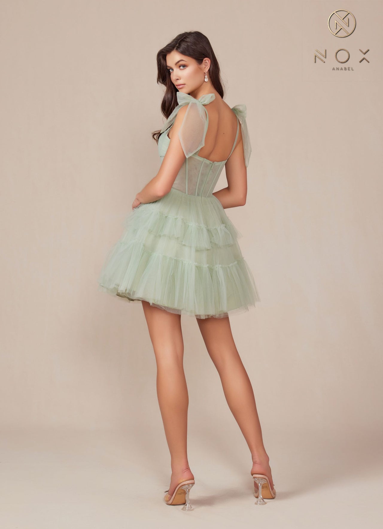Nox Anabel Y858 Dress Short A-Line Ruffled Tiered Tulle Skirt