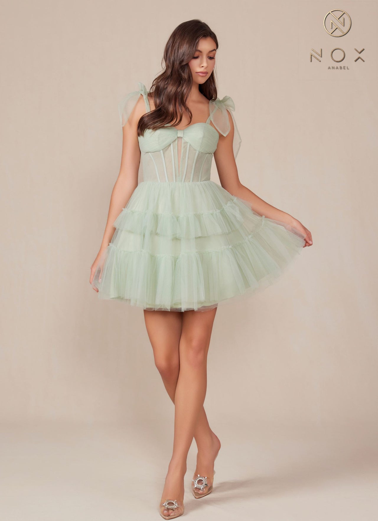 Nox Anabel Y858 Dress Short A-Line Ruffled Tiered Tulle Skirt