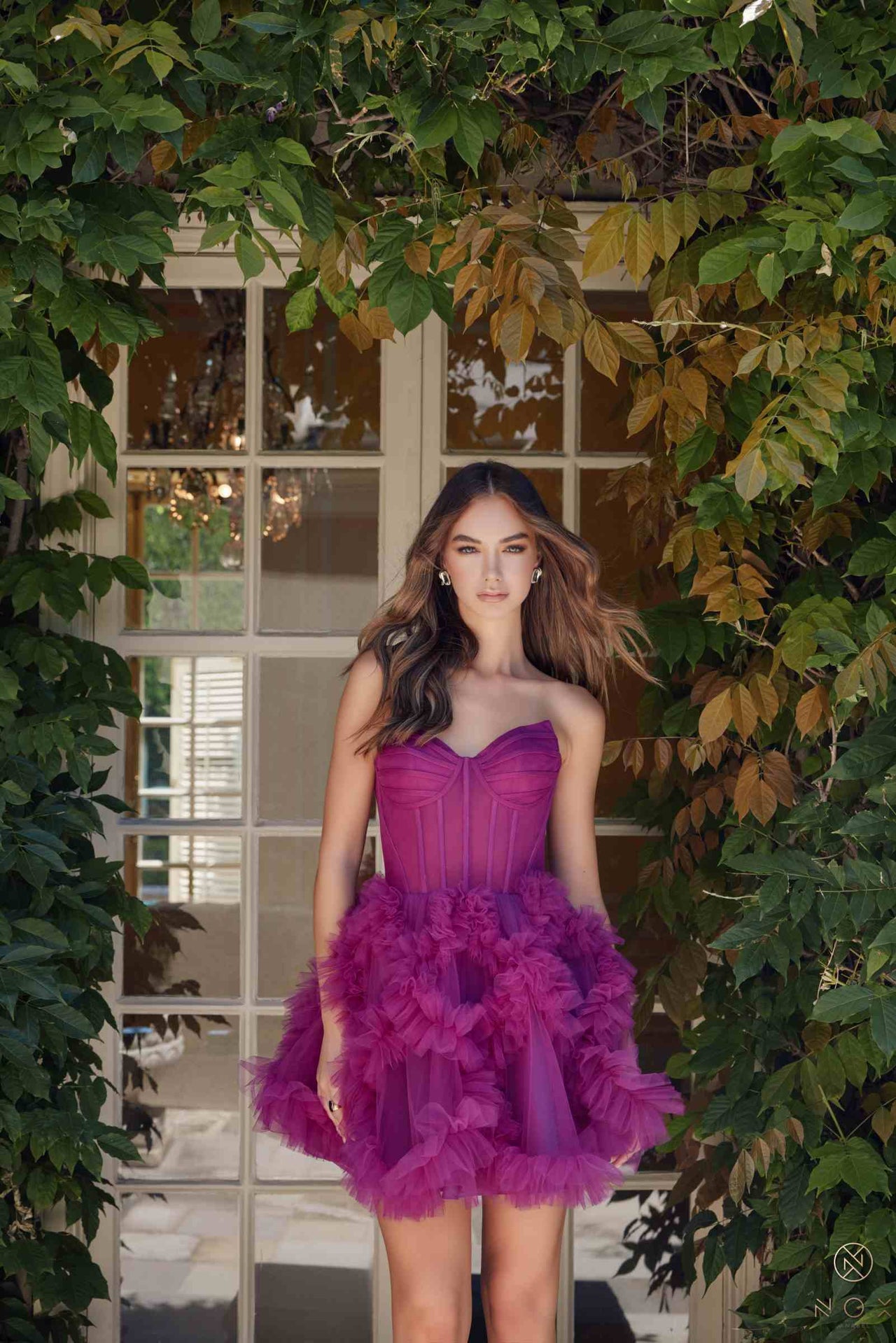Nox Anabel Y859 Dress Strapless Sweetheart A-Line Ruffled Skirt