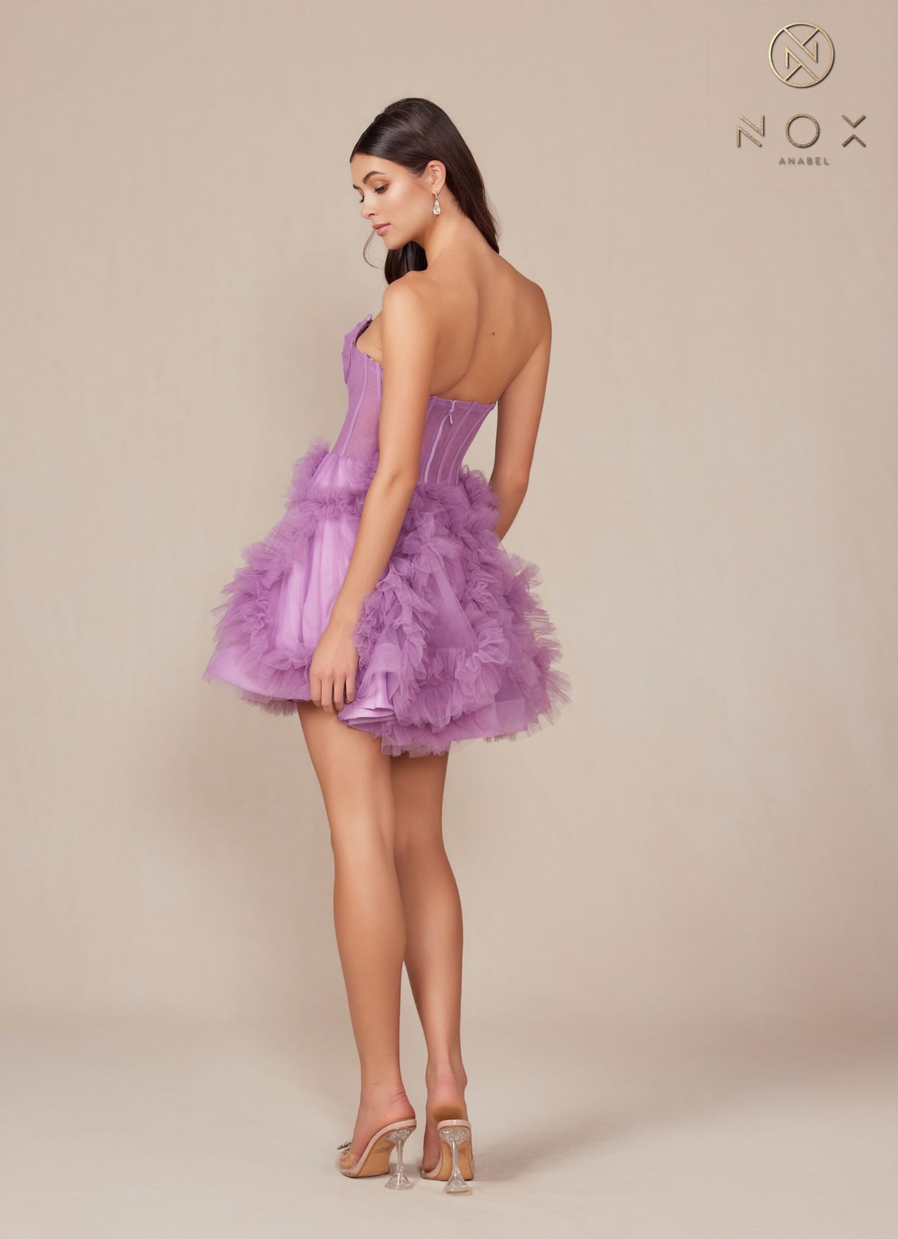 Nox Anabel Y859 Dress Strapless Sweetheart A-Line Ruffled Skirt