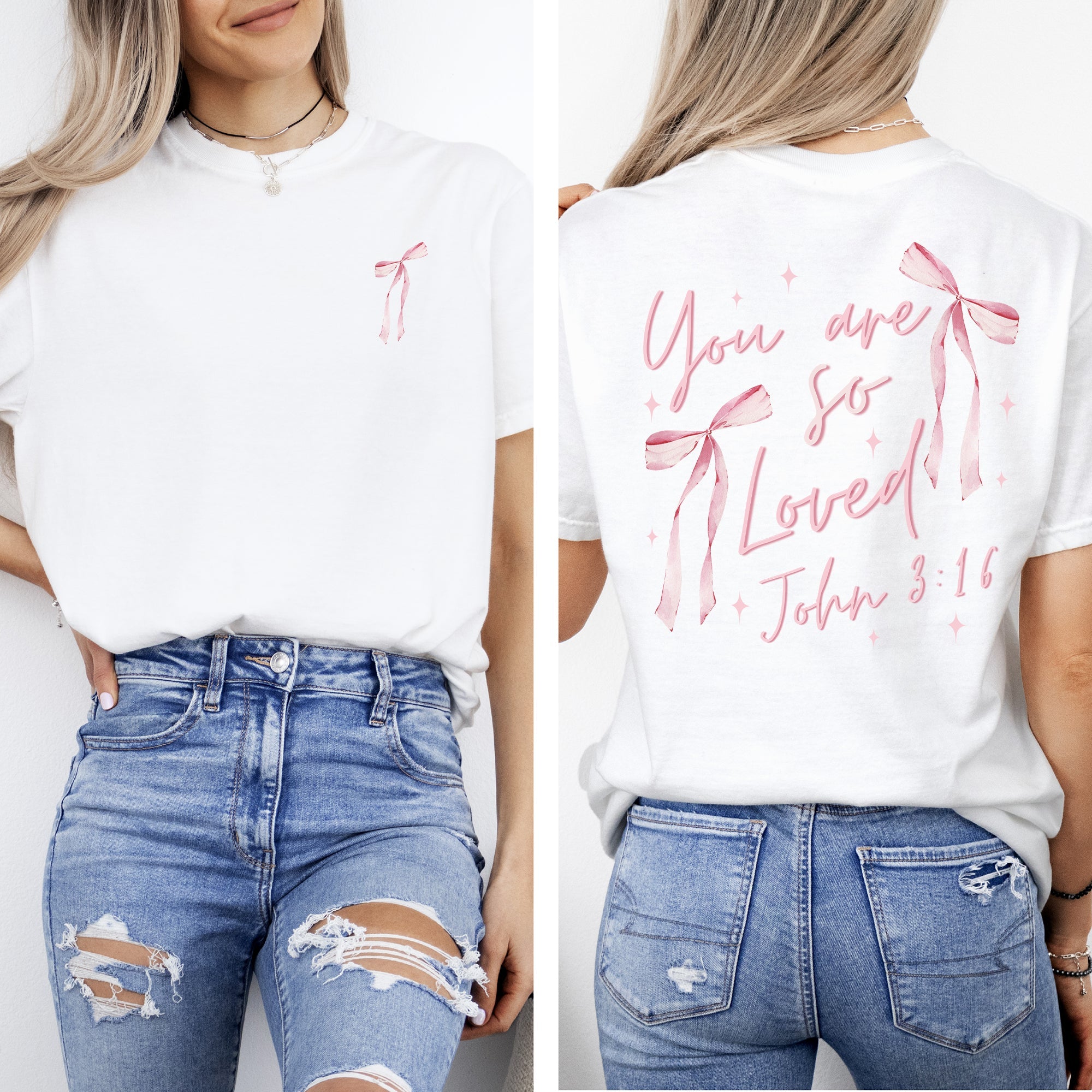 You Are So Loved Pink Ribbon Coquette Girly Christian Jesus Gospel Faith Saved Comfort Colors Tee
