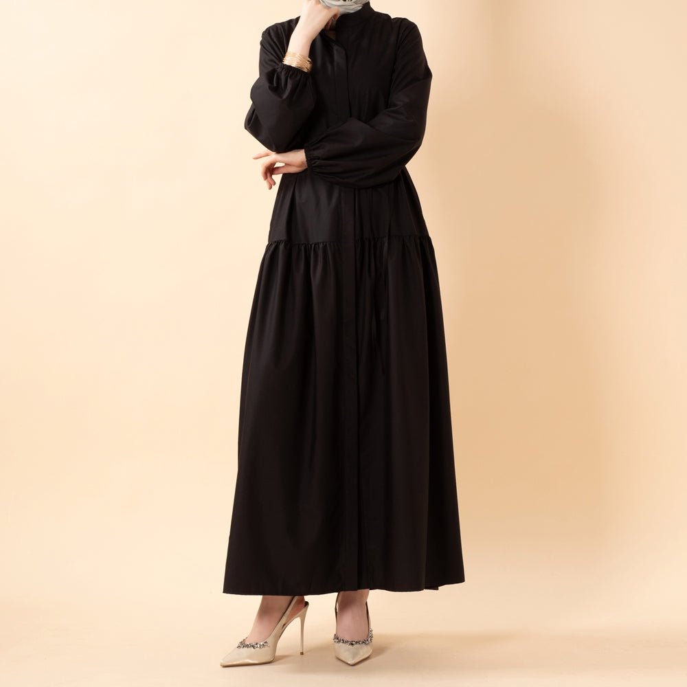 A-Line Trench Shirt Maxi Abaya Dress with Pockets (MA422)