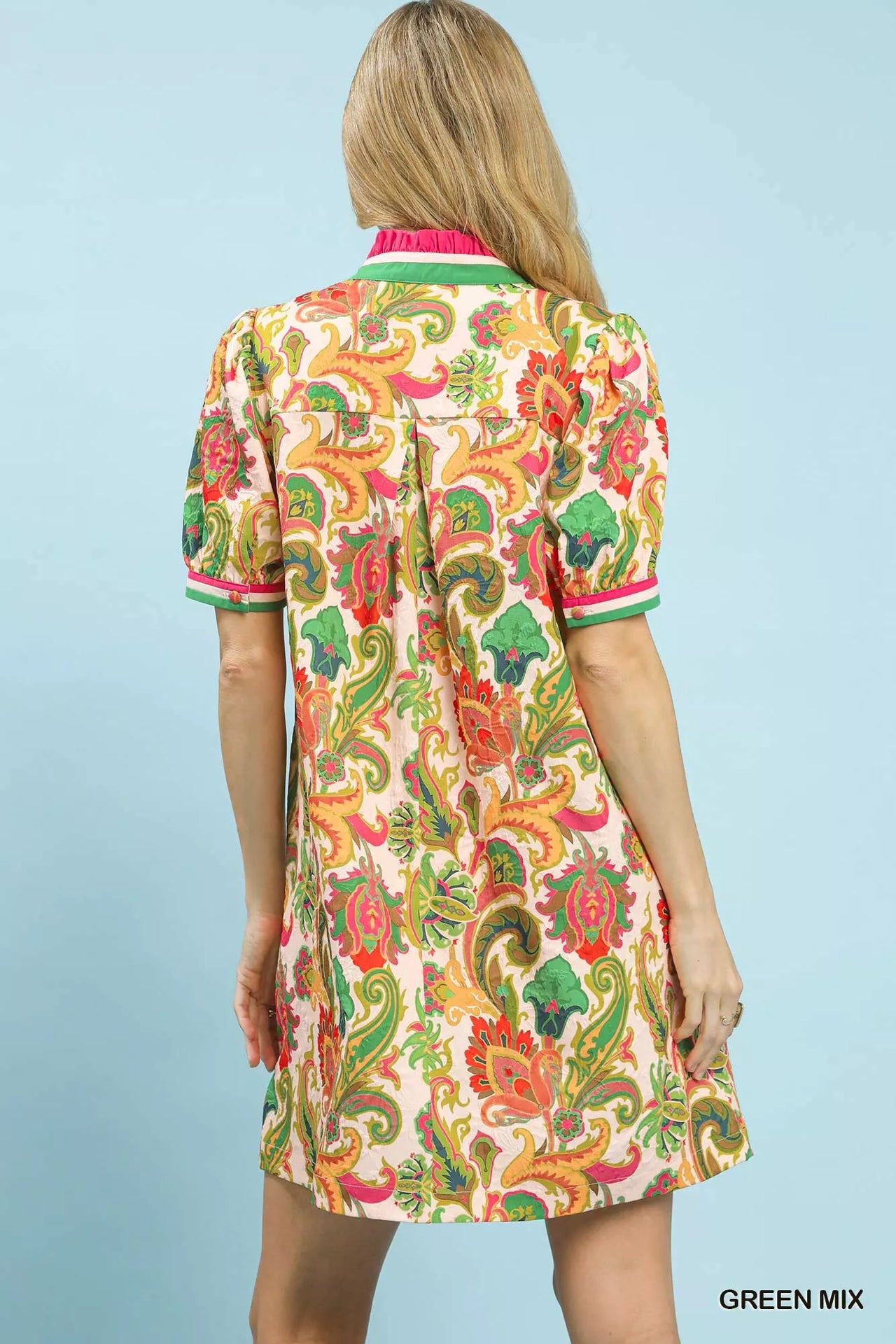 Umgee Jacquard Abstract Print Mini Dress