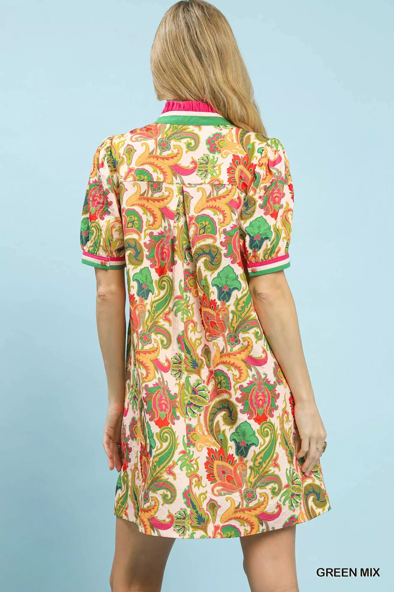 Umgee Jacquard Abstract Print Mini Dress