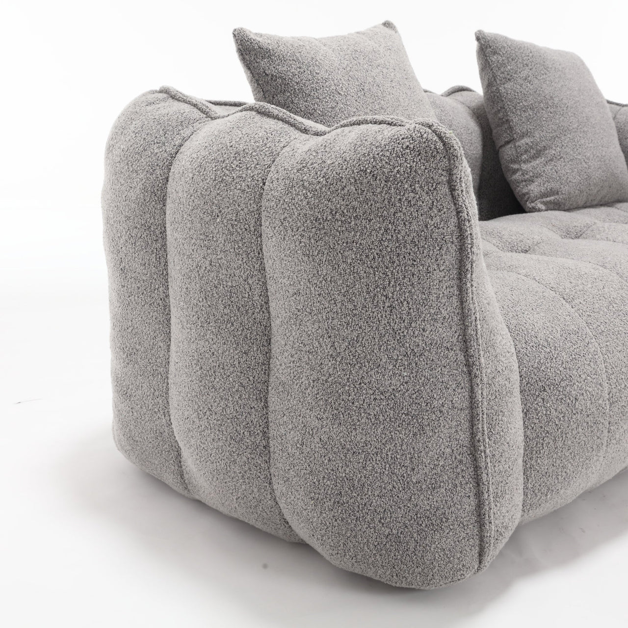 Cozy Beanbag Chair with High Resilience Foam Core for Two - Grey Chenille, 66x35x25 inches