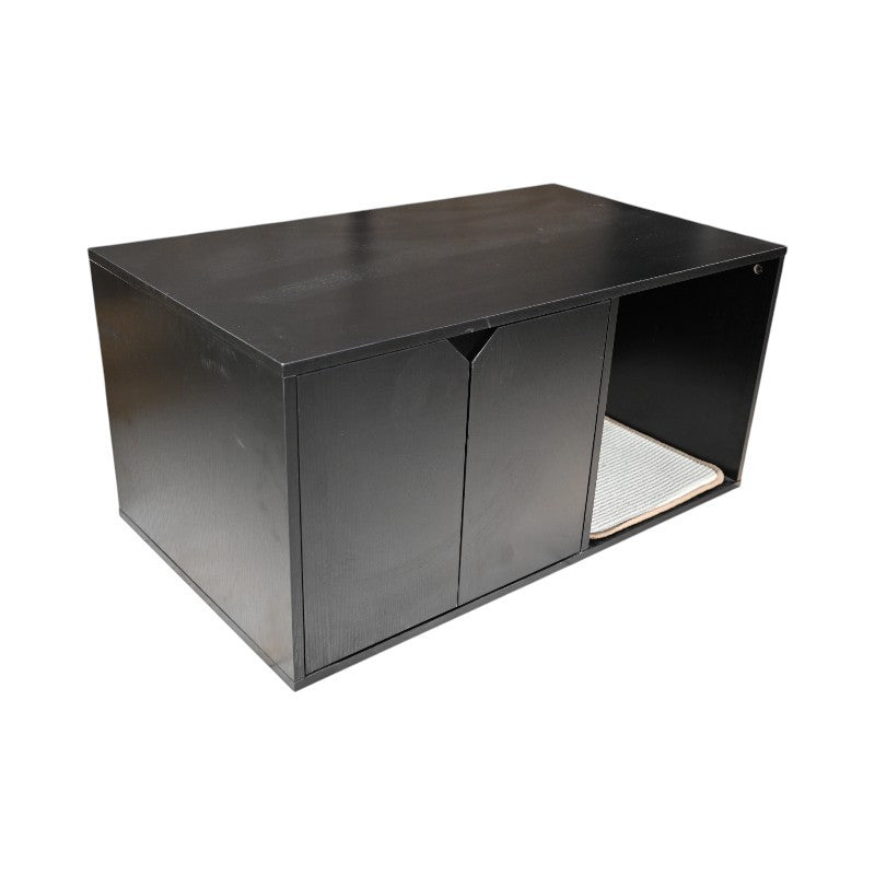 35.83' Cat Litter Box Enclosure Hidden Furniture (Scratch Pad Included), Modern Black Cat House with Corrugated Cardboard Scratching Pad - 35.83' x 20.47' x 17.05', 52 lbs