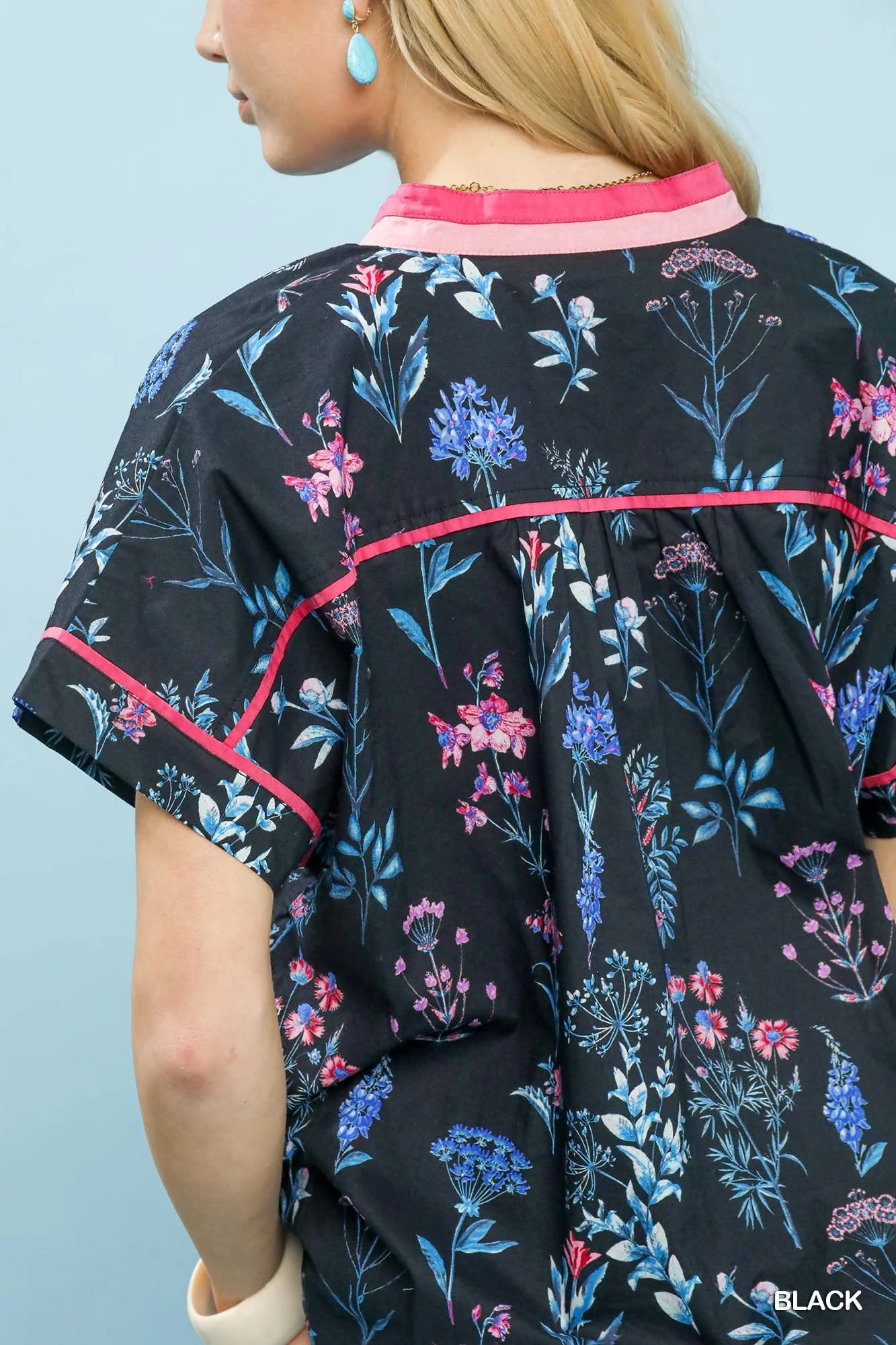 Umgee Botanical Floral Button Front Top