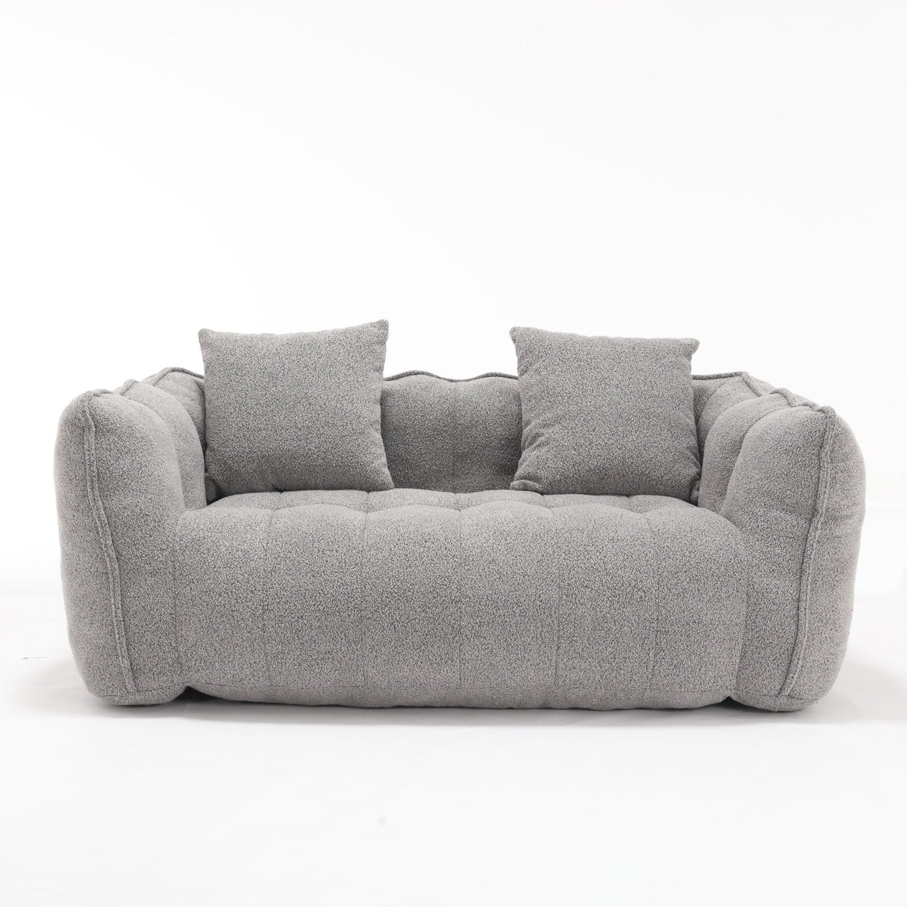 Cozy Beanbag Chair with High Resilience Foam Core for Two - Grey Chenille, 66x35x25 inches
