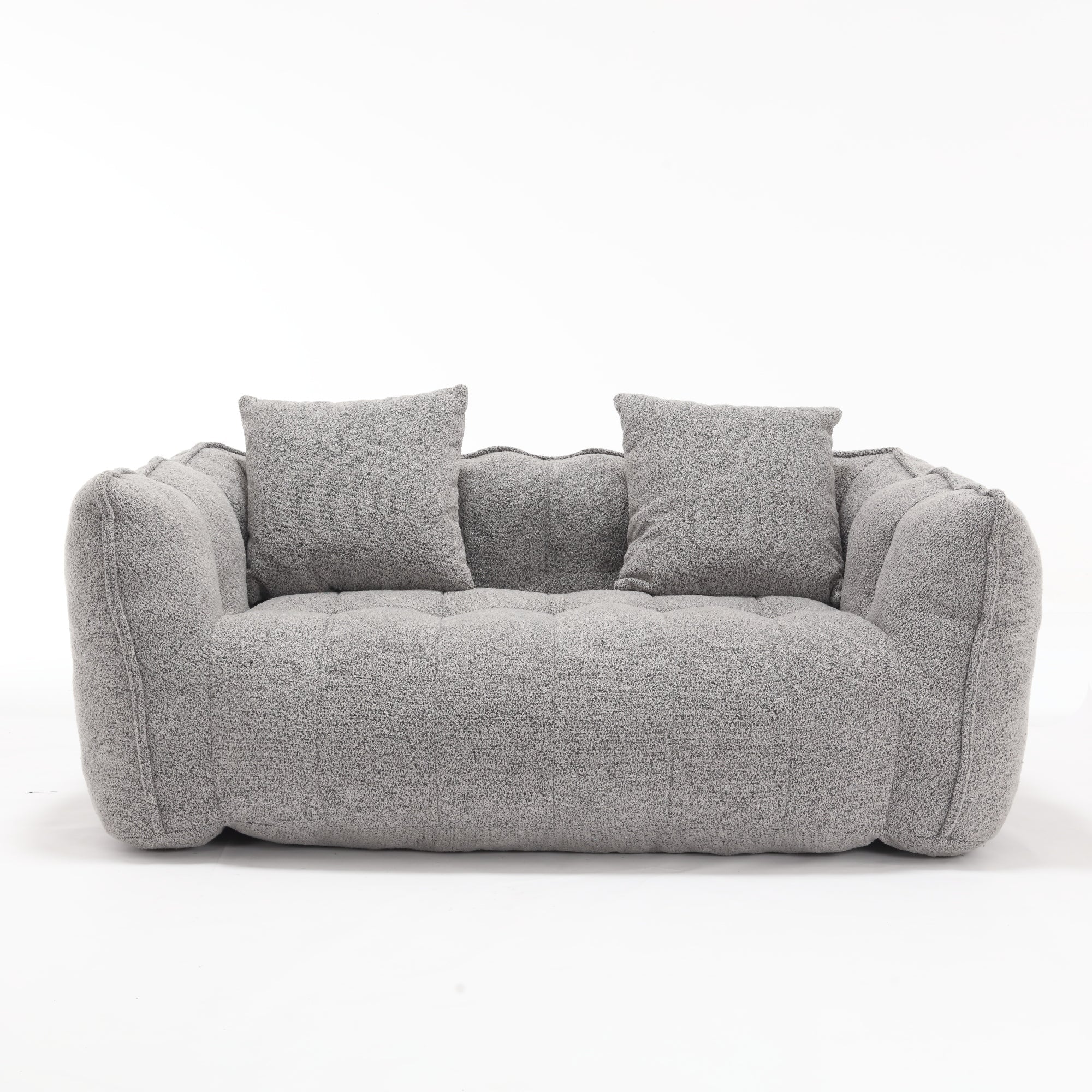 Cozy Beanbag Chair with High Resilience Foam Core for Two - Grey Chenille, 66x35x25 inches