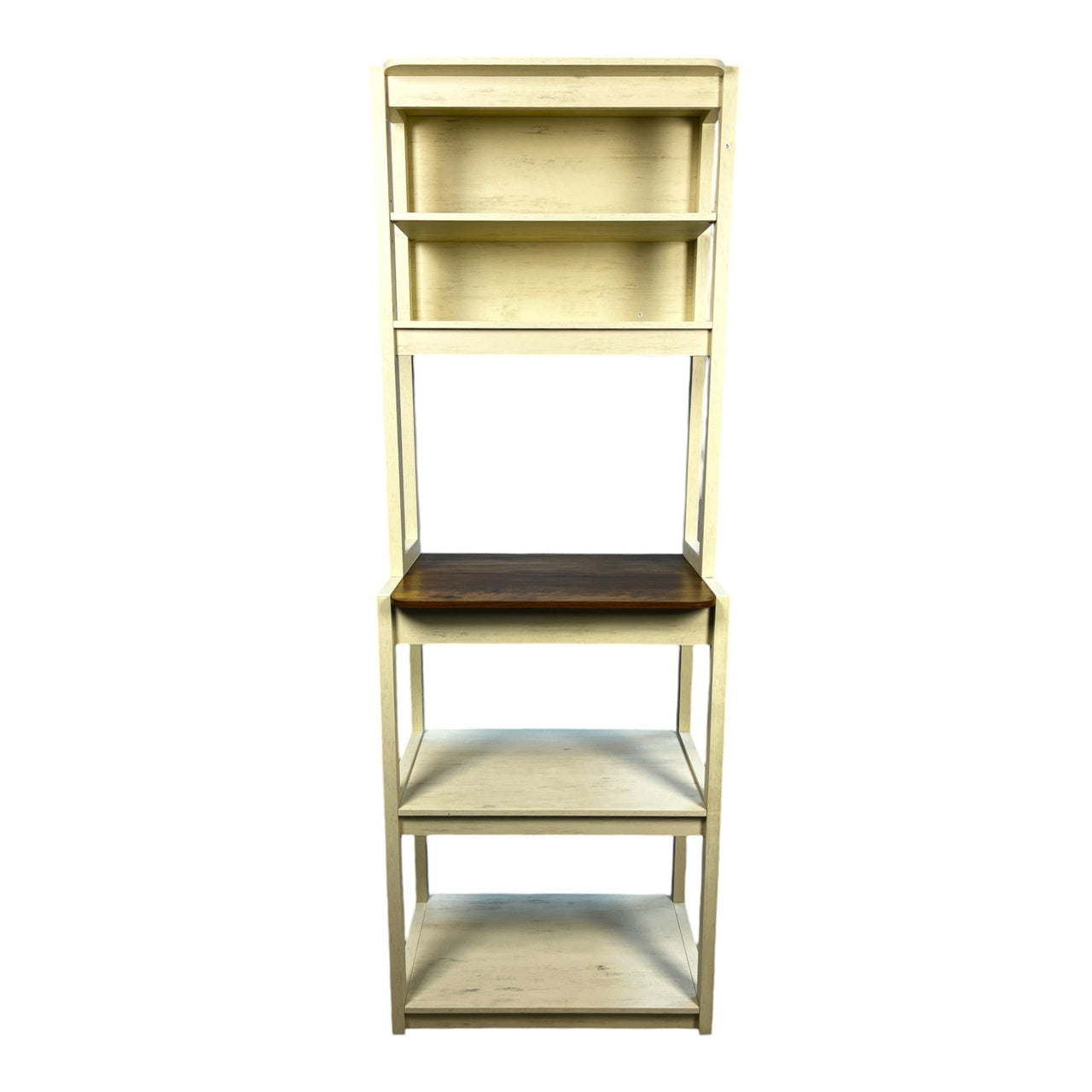 23.62' White and Rustic Brown color 5-Tier Bakers Rack for Kitchen with Storage, Coffee Bar, Kitchen Shelves,  Microwave Stand
