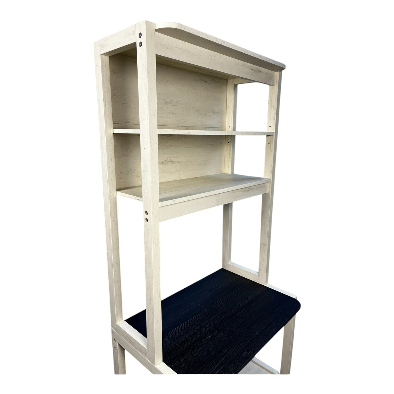 23.62' White and Black color Bakers Rack for Kitchen with Storage, Coffee Bar, 5-Tier Kitchen Shelves, Microwave Stand