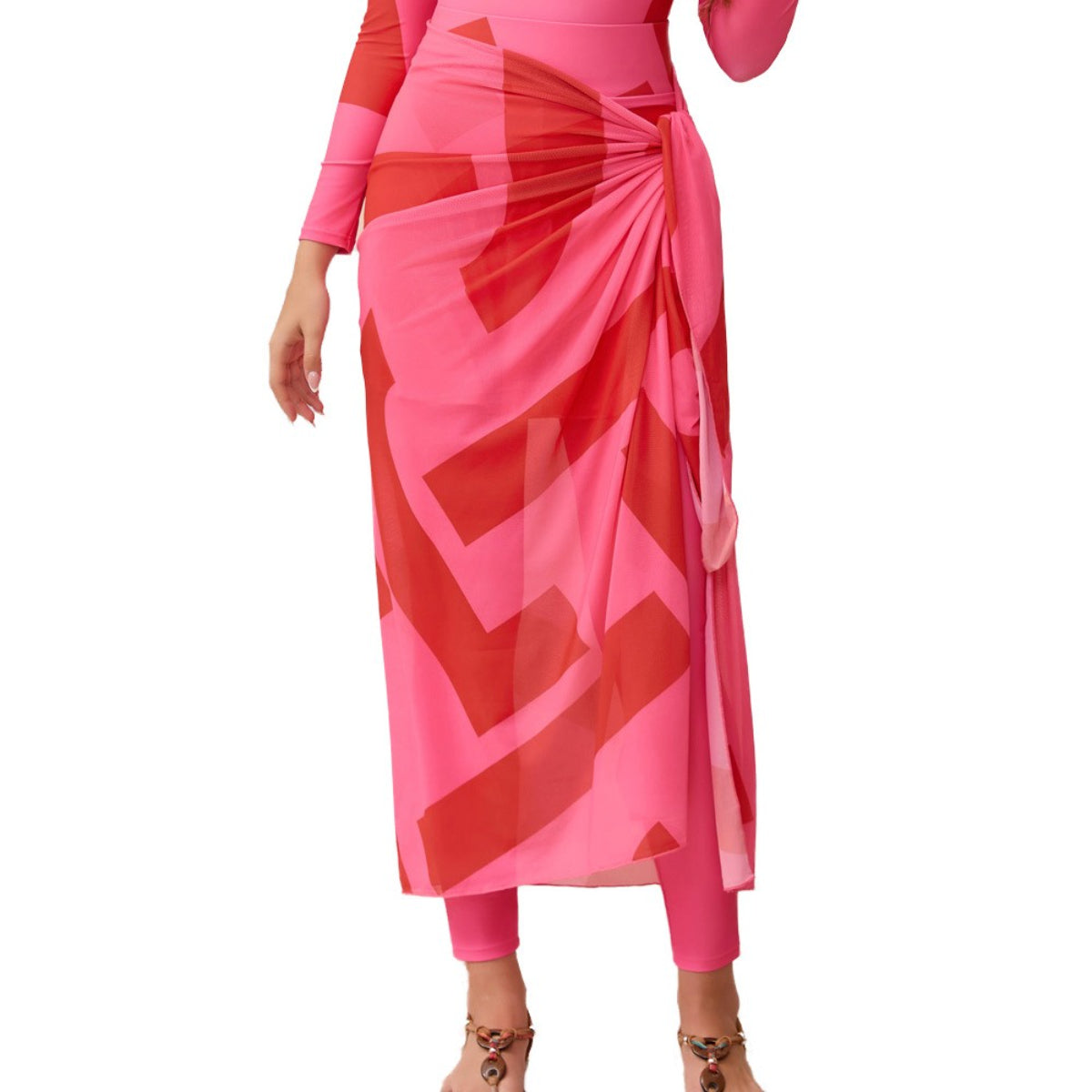 Long Sleeve Peplum Swim Set(MB025)
