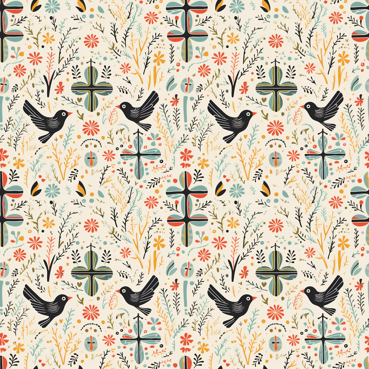 Premium Christian Wrapping Paper (3 Pcs) - Symbols Printed of Cross and Dove Birds Gift Wrapping Paper - Religious Gift Wrap Paper for Baptism First Holy Communion Nativity and Other Occasions