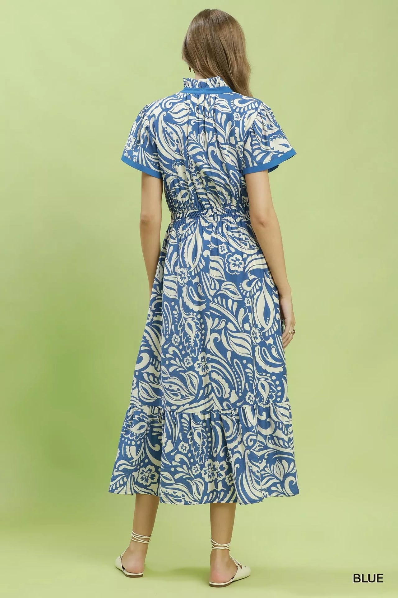 Umgee Paisley Print Midi Dress with Side Pockets