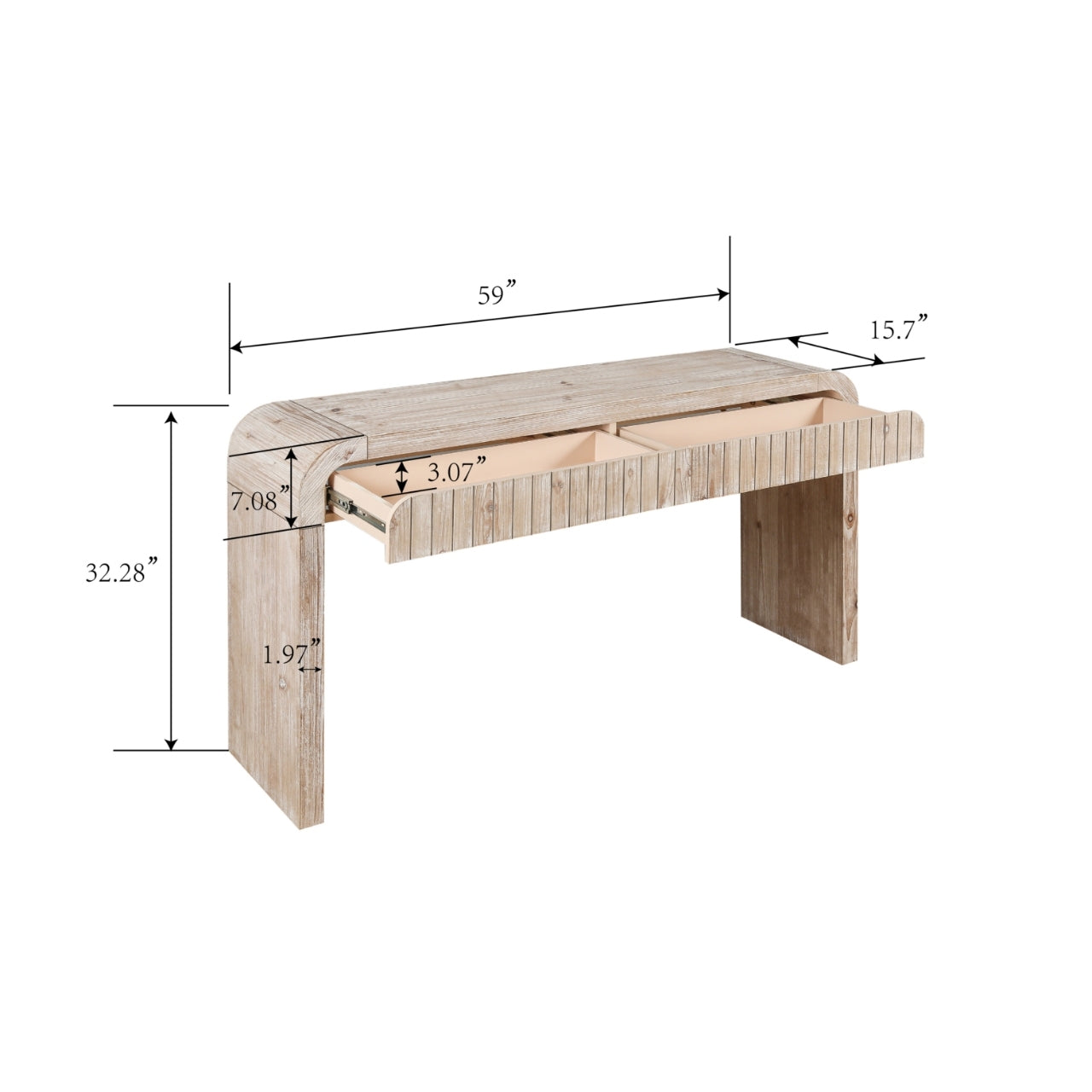 59'' Vintage Crafted Entryway Table,Two Hidden Handle Drawers,Farmhouse Console Table ,Easy Assembly,for Entrance & Dinning Room & Living Room & Hallway (Natural Wood)
