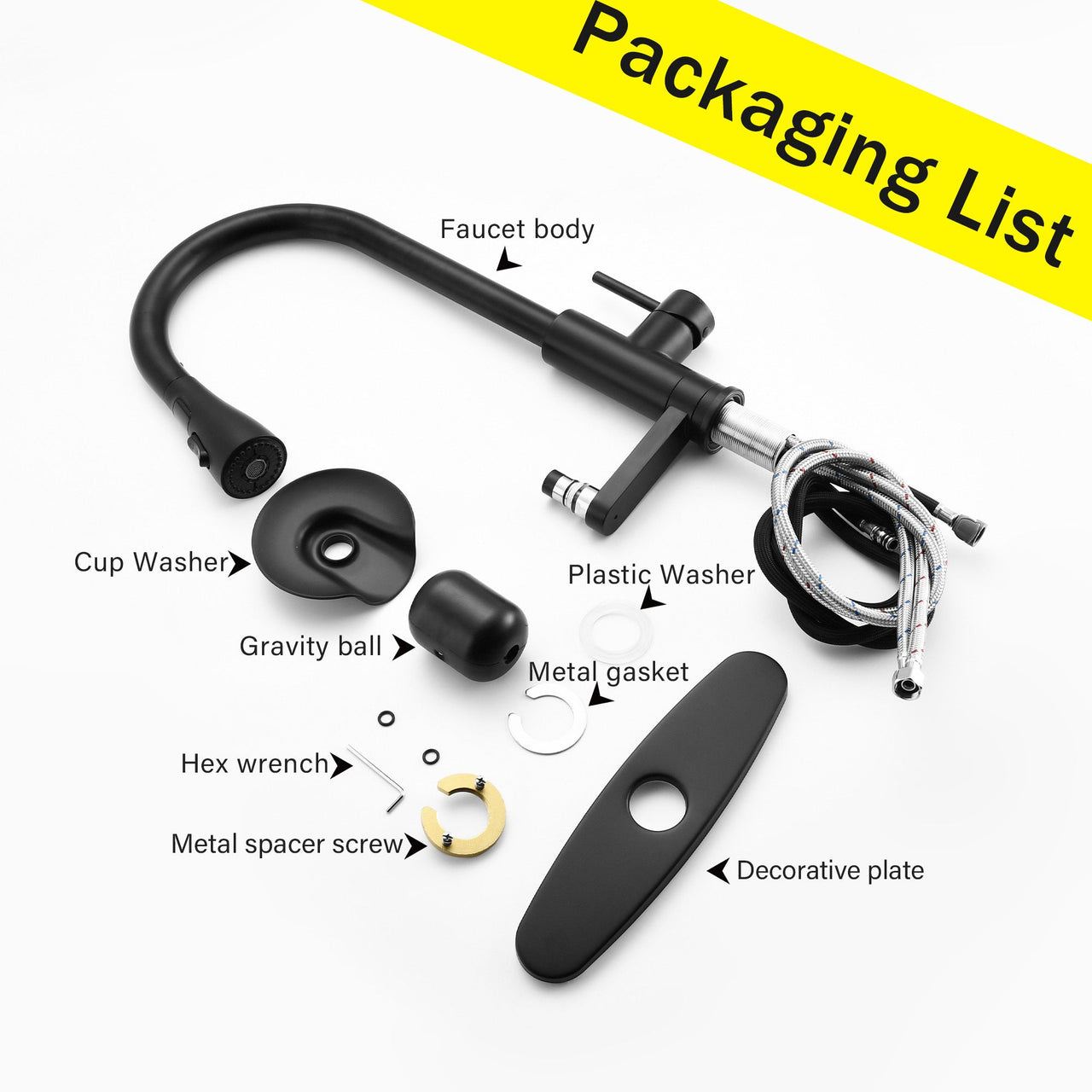 3-in-1 Matte Black Kitchen Faucet with LED Temperature Display, Press-Type Glass Rinser, Pull-Down Sprayer, 3 Spray Modes