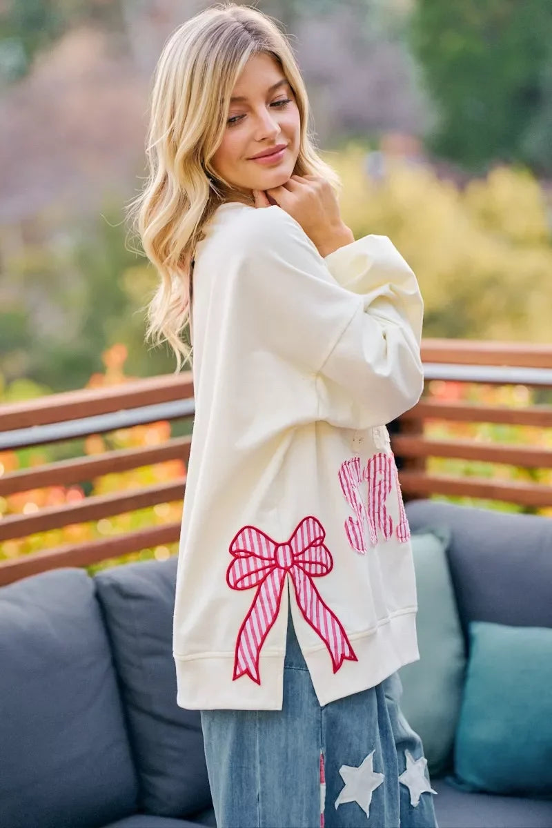 BiBi 4th Of July Stars And Stripes Patches Sweatshirt