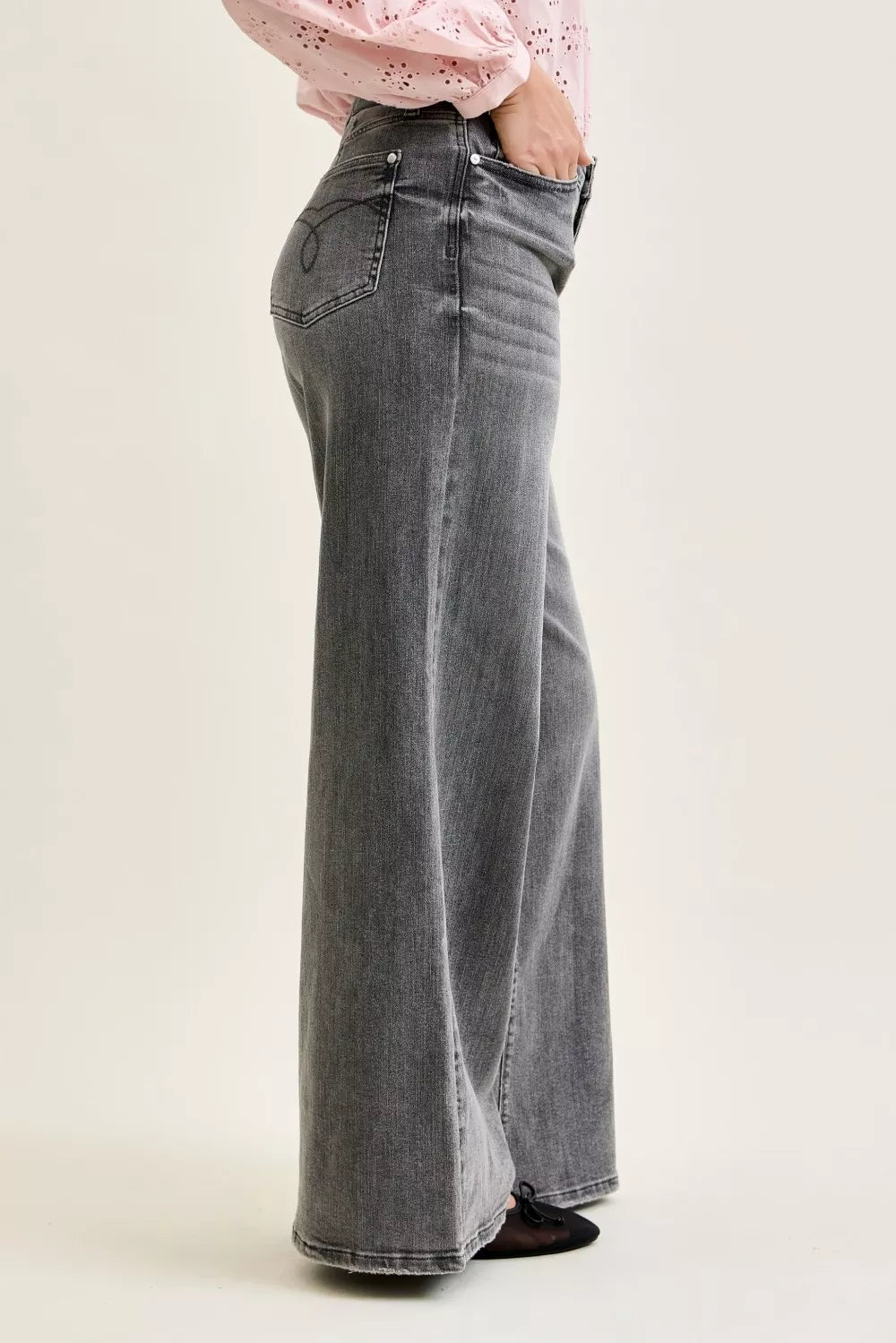 Judy Blue Mid Rise Palazzo Split Back Yoke