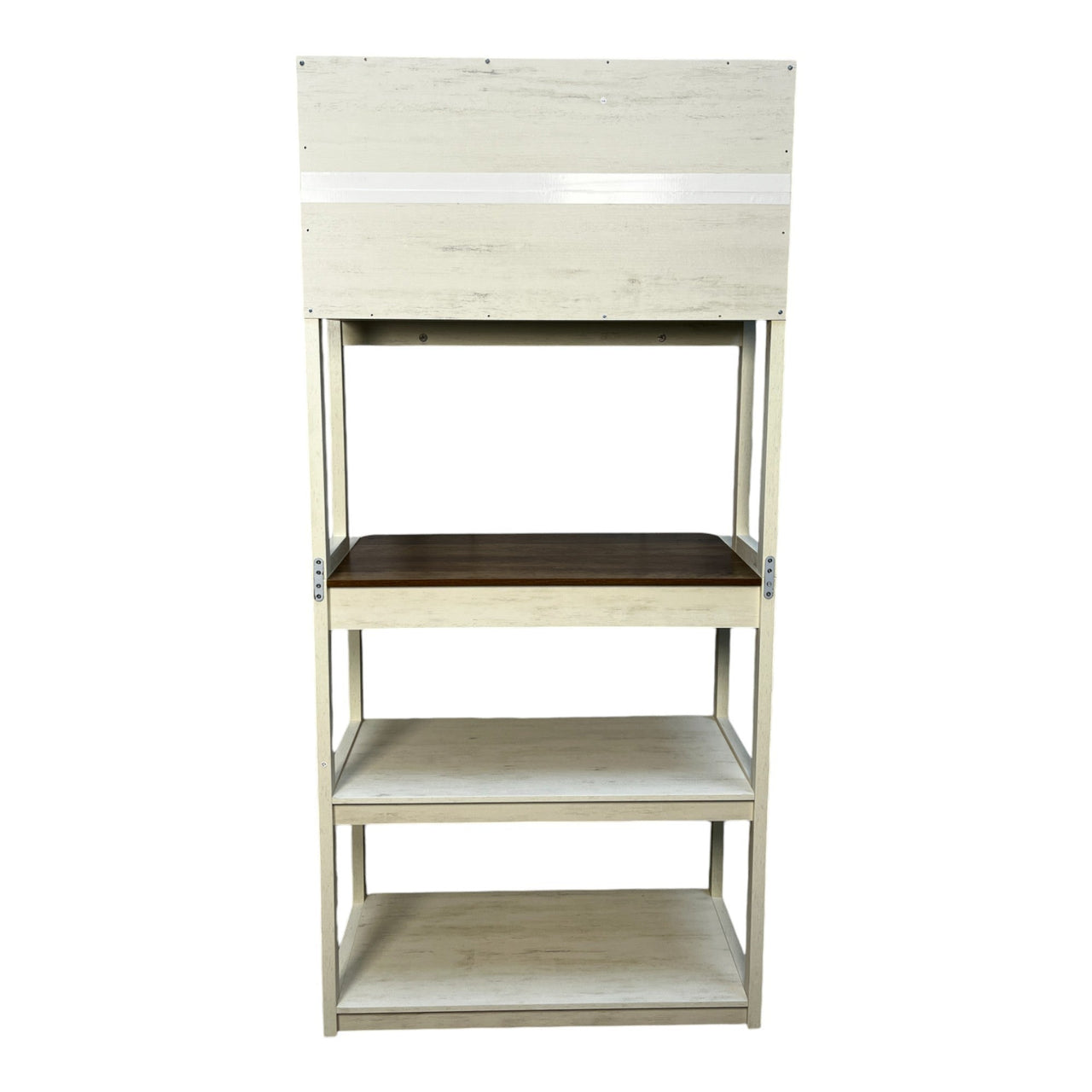 31.50' White and Rustic Brown color 5-Tier Bakers Rack for Kitchen with Storage, Coffee Bar, Kitchen Shelves,  Microwave Stand