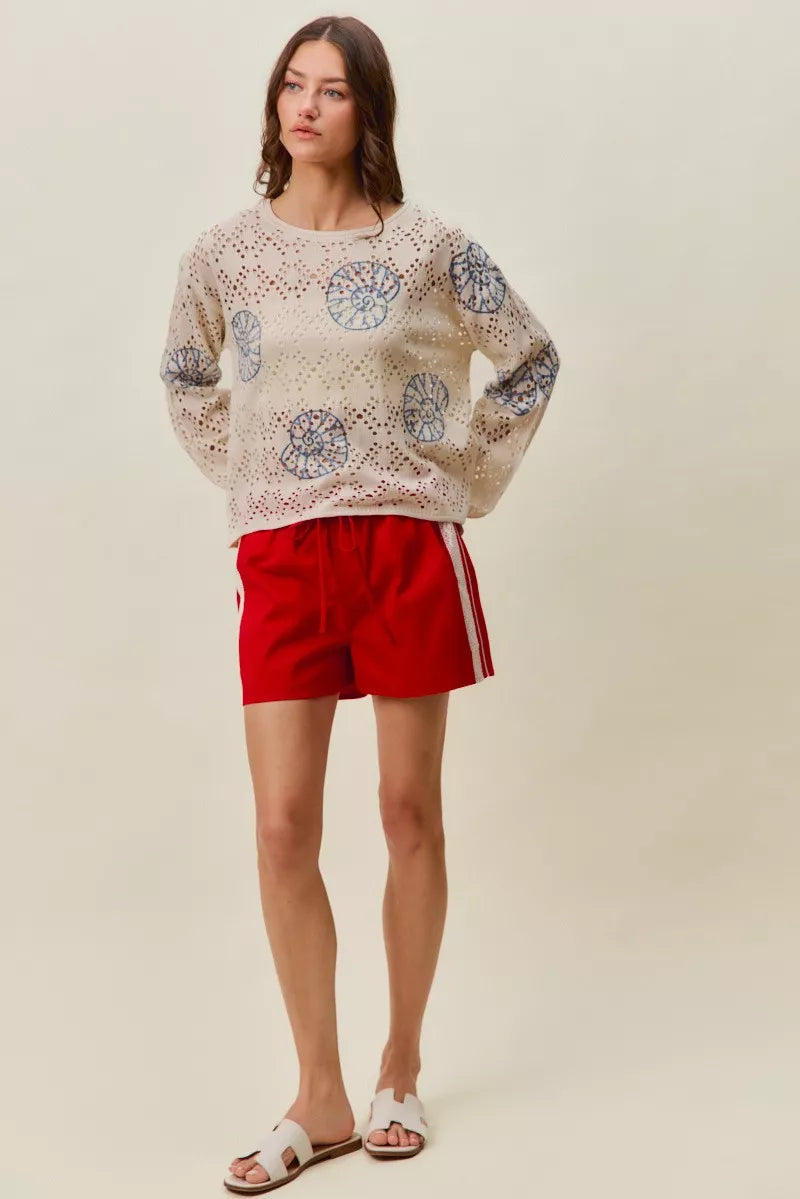 SO ME Seashell Lightweight Sweater Top