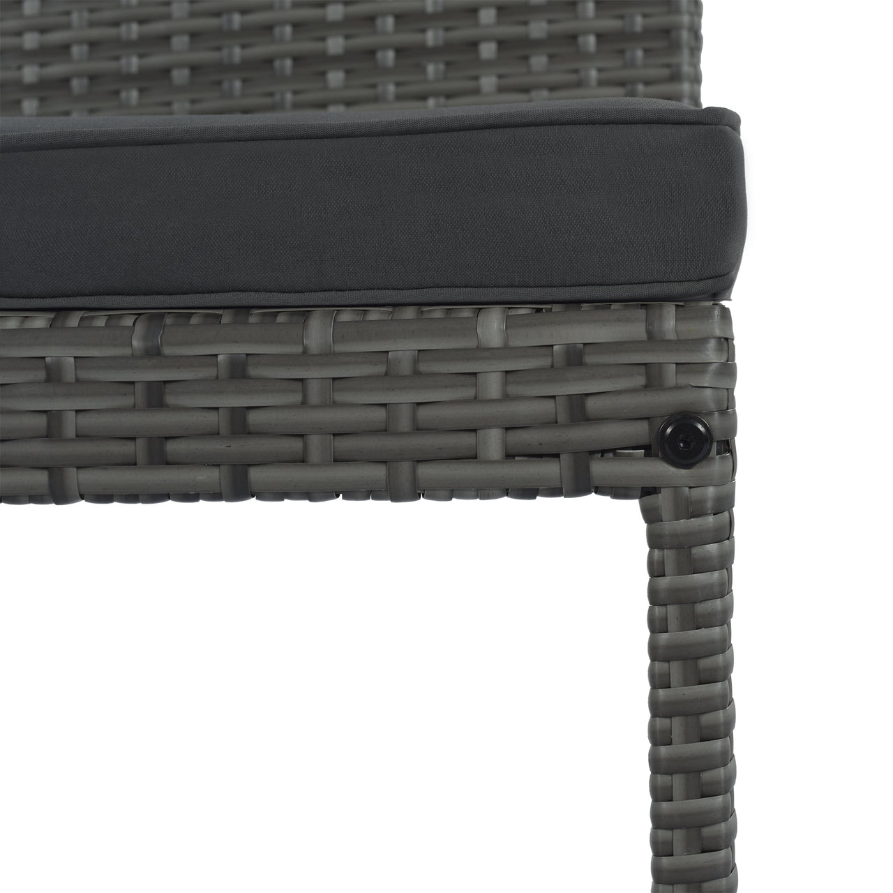 5-piece Outdoor Patio Wicker Bar Set, Bar Height Chairs With Non-Slip Feet And Fixed Rope, Removable Cushion, Acacia Wood Table Top, Brown Wood And Gray Wicker