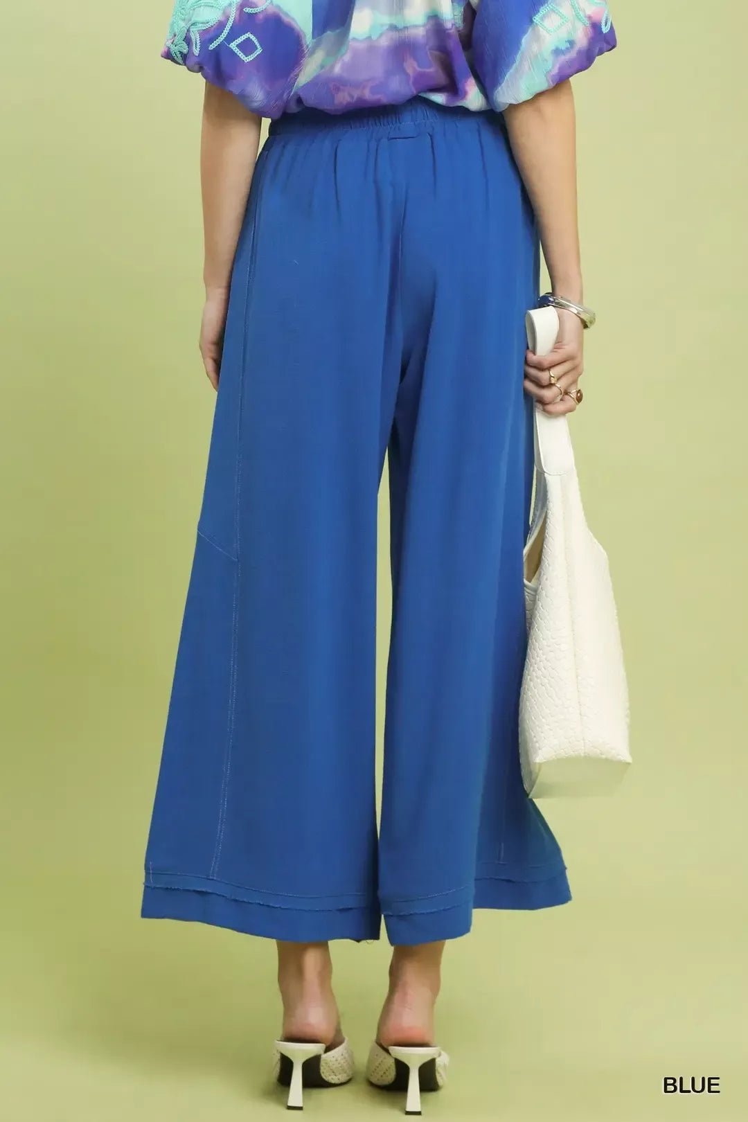 Umgee Linen Elastic Waist Wide Leg Pants