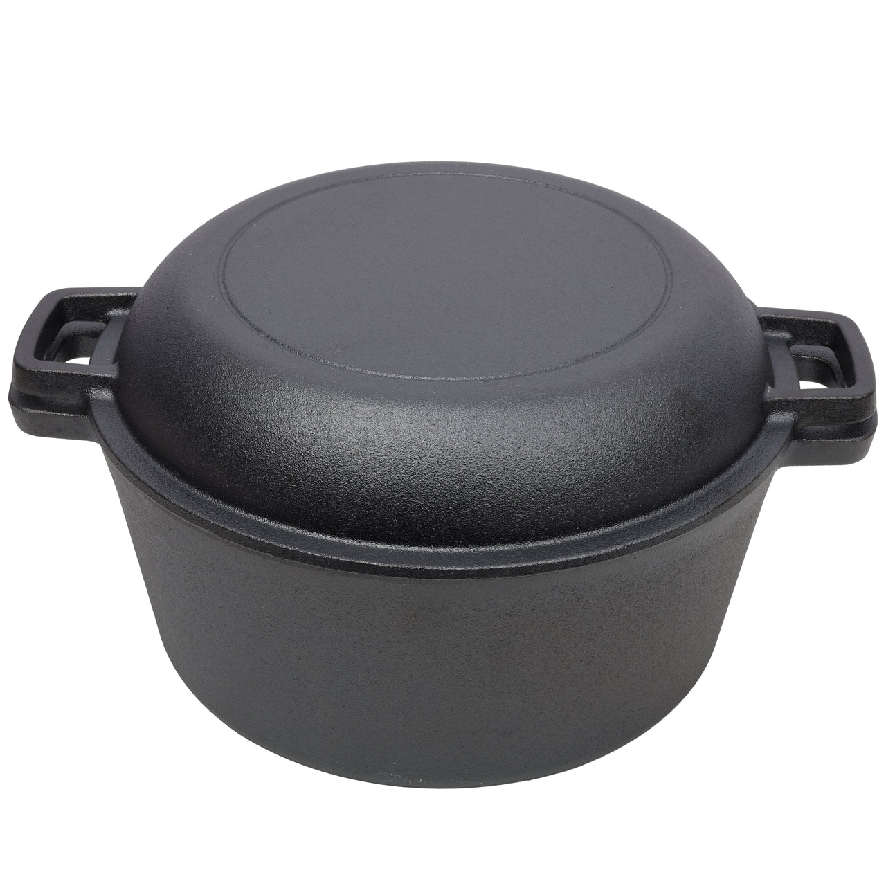 2 in 1 Pre-Seasoned Cast Iron Dutch Oven With Dual Handles, Outdoor Camping Deep Pot for Camping Fireplace Cooking BBQ Baking Campfire, 5 Quart.With 2pcs Silicone Handel Covers.