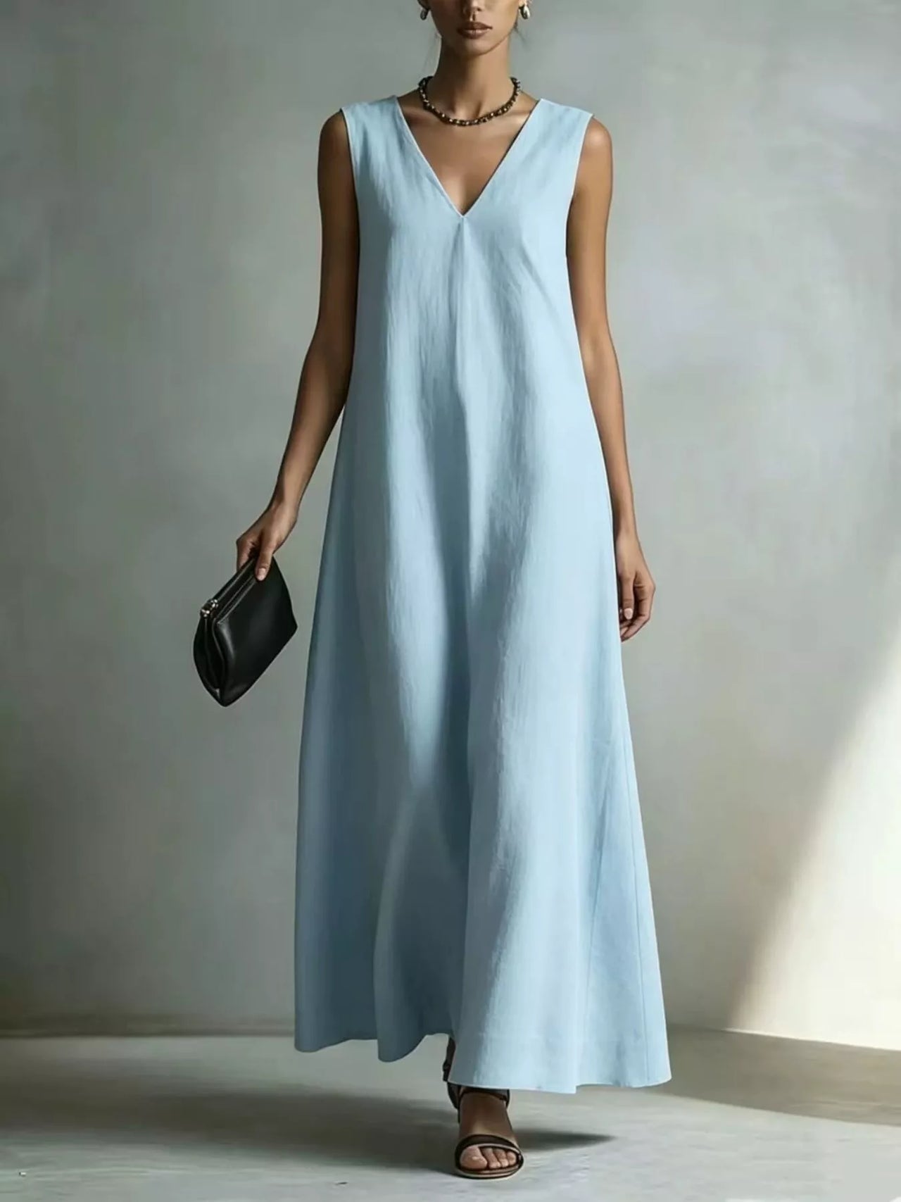 Full Size V-Neck Sleeveless Maxi Dress Plus Size