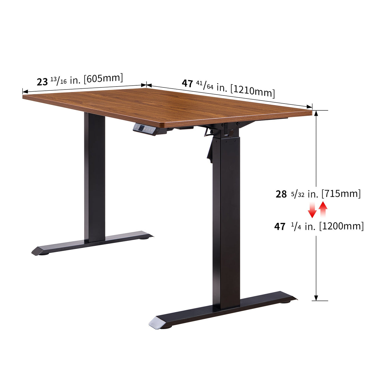 Electric Standing Desk, Adjustable Height Stand up Desk, 24x48 Inches Sit Stand Home Office Desk,Black Frame/Mahogany Top