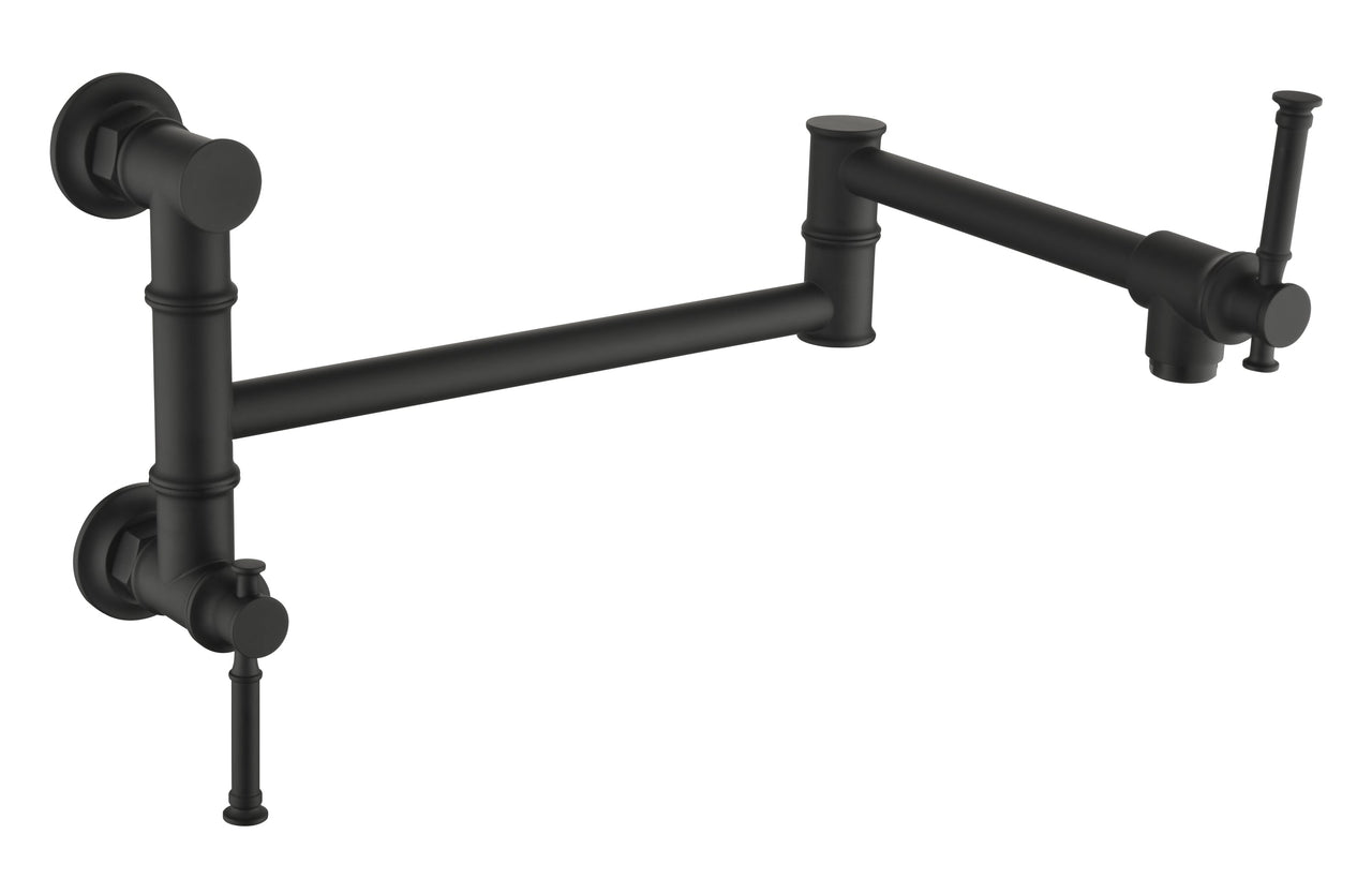 Wall mounted Pot Filler Faucet, Modern Brass Pot Filler Two-Attachment Wall Mount Folding Kitchen Pot Filler Swing Arm