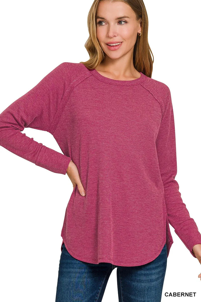 Zenana Baby Waffle Long Sleeve Top