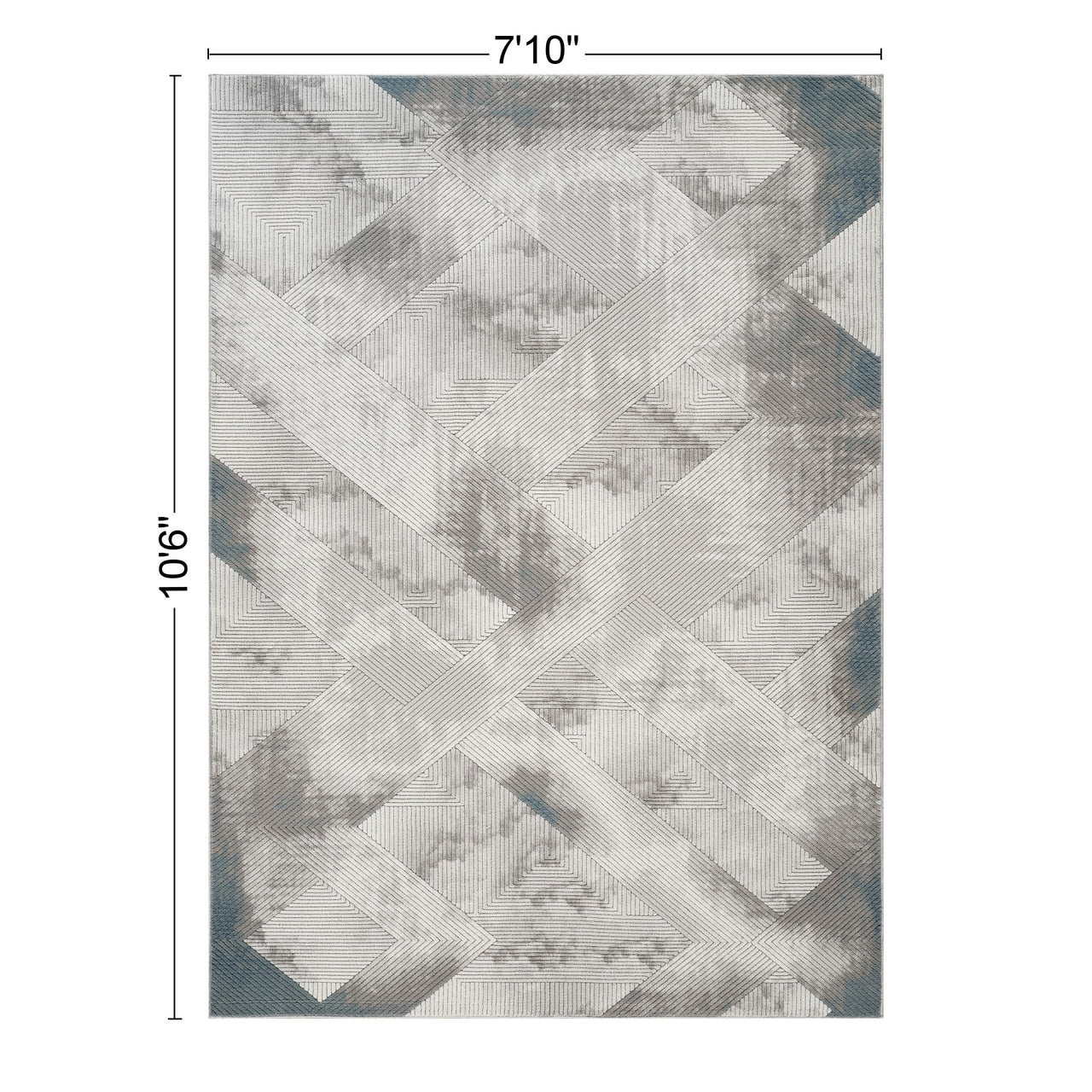 Geometrix GC_DIM1012 Gray 7 ft. 10 in. x 10 ft. 6 in. Contemporary Area Rug with Geometric 3D Effect