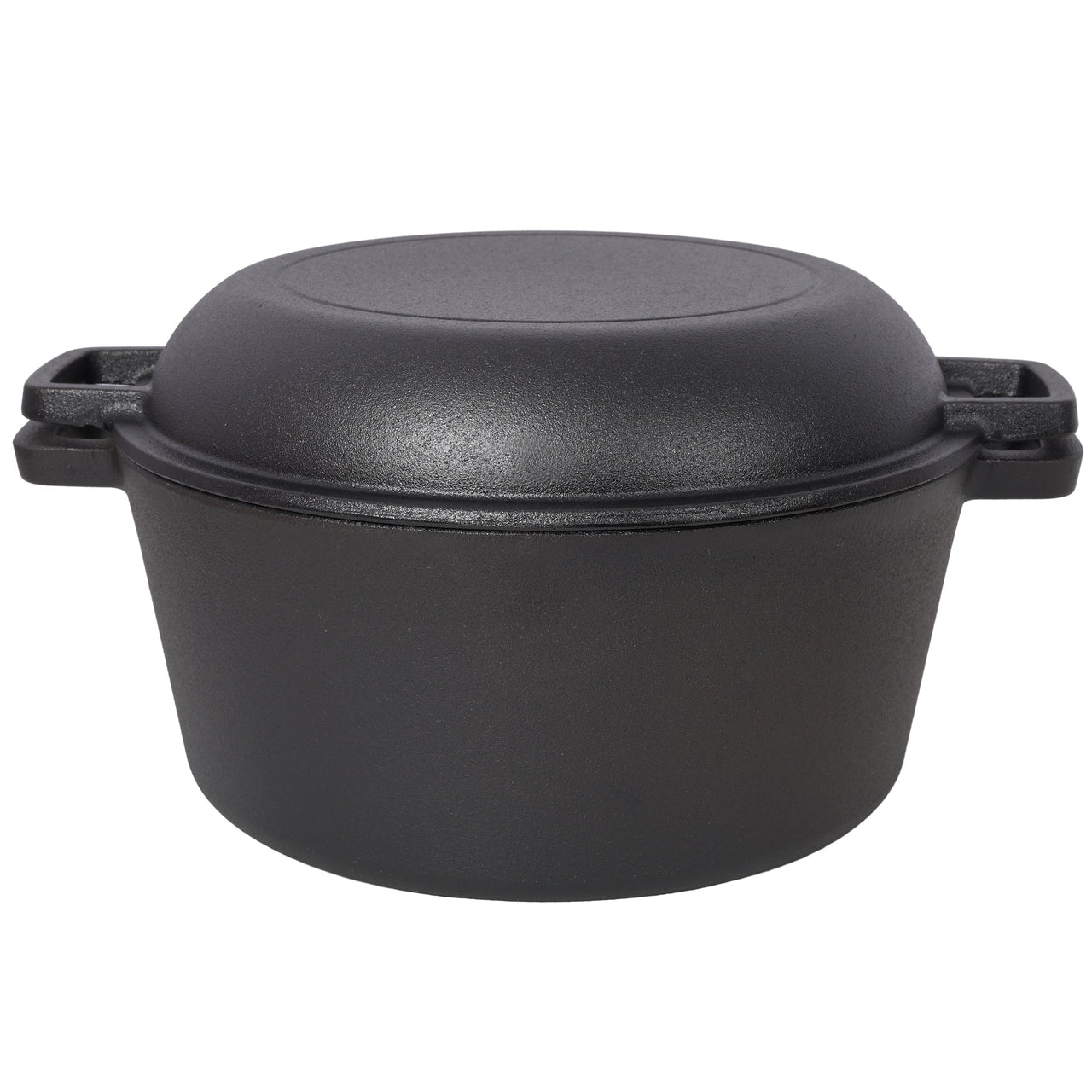 3 in 1 Pre-Seasoned Cast Iron Dutch Oven, Outdoor Camping Deep Pot, 5 Quart. Cover As A Skillet with Ribbed Bottom Design. With 2pcs Silicone Handel Covers, 1PC Lid Lifter.