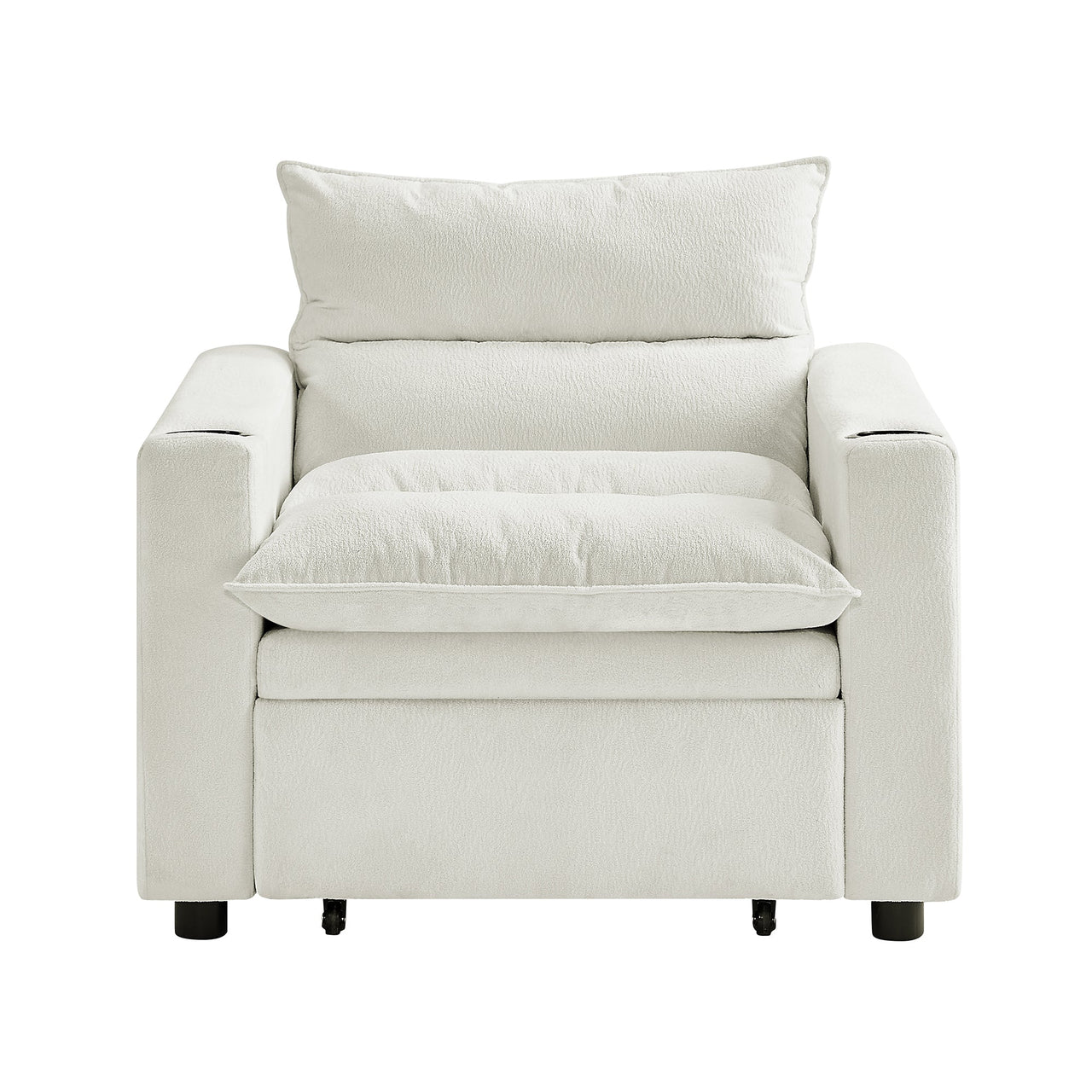 Sleeper Sofa Chair Bed, Convertible Sofa Chair 3-in-1, Adjustable Sleeper Chair Pullout Sofa Bed with Modern Velvet Fabric for Living Room Apartment Small Space, Beige