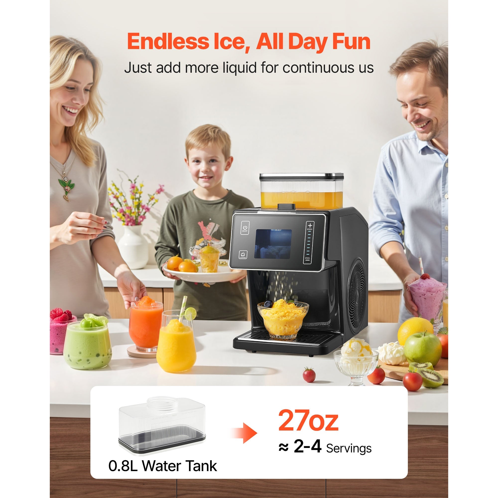Snowflake Ice Machine, 44LBS/24H Snowflake Ice Maker, Ice-Shaver Machine with Stainless Steel Blade, Electric Snow Cone Maker with 0.2 Gal Tank, 60S Fast Pre-Cooling, for Home & Small Gatherings