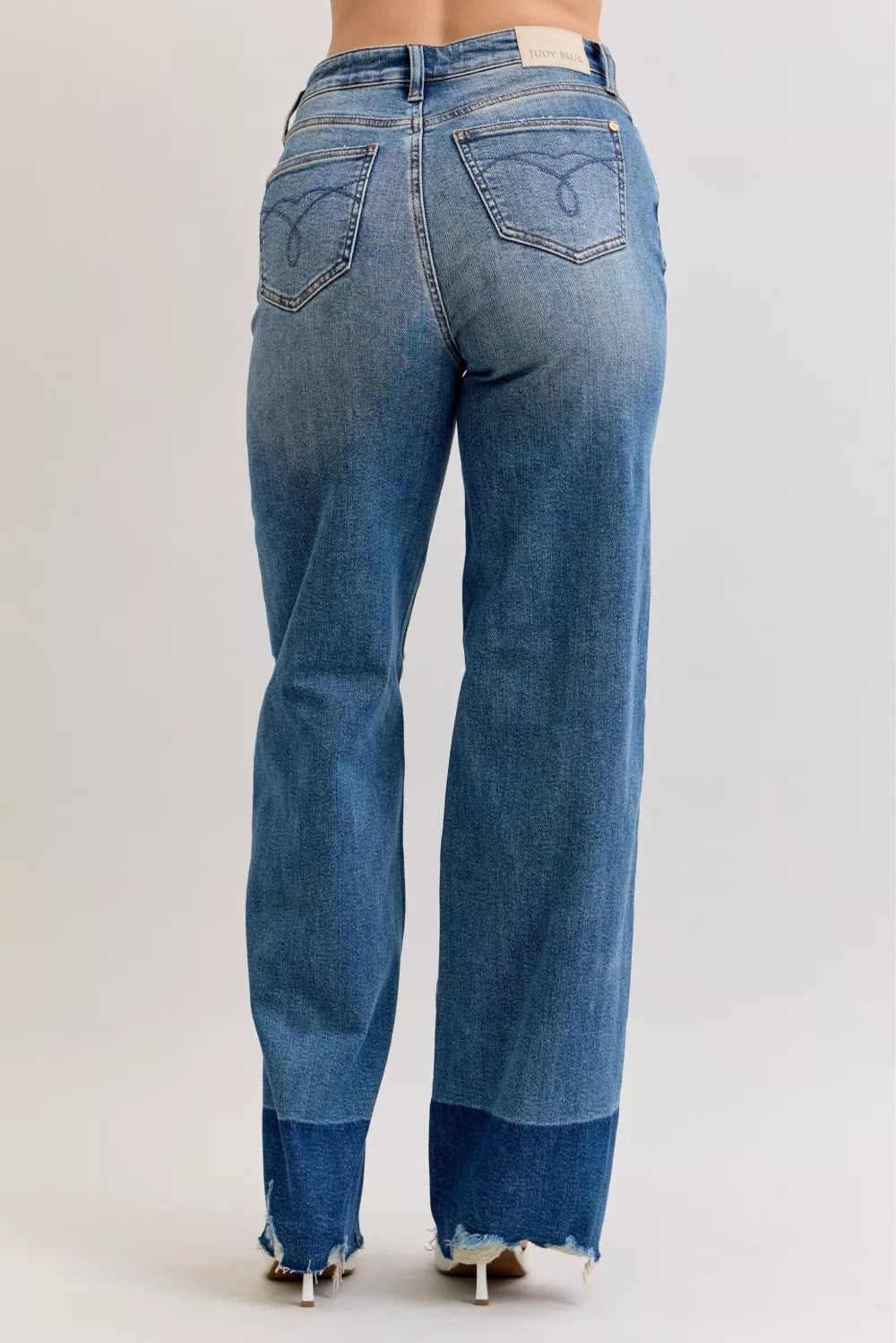 Judy Blue Raw Hem High Waist Column Straight Jeans