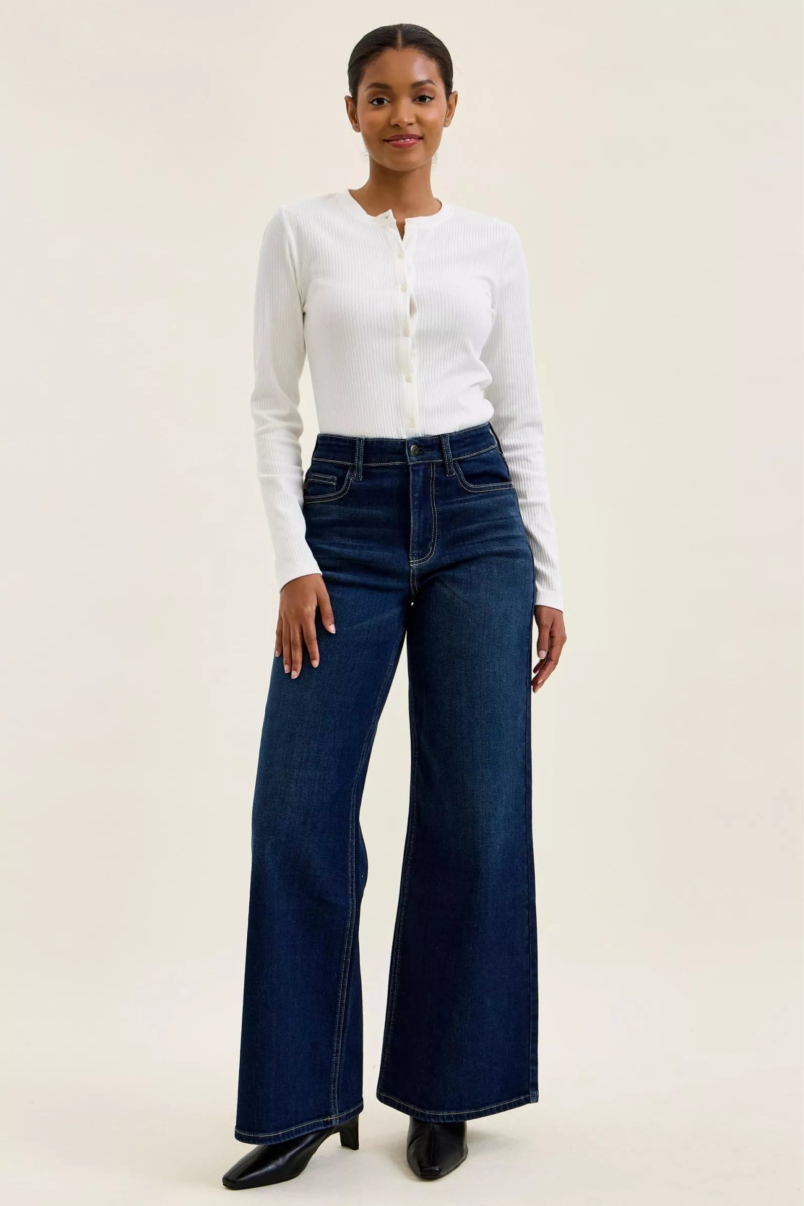 Judy Blue High-Waisted Wide-Leg Dark Wash Jeans