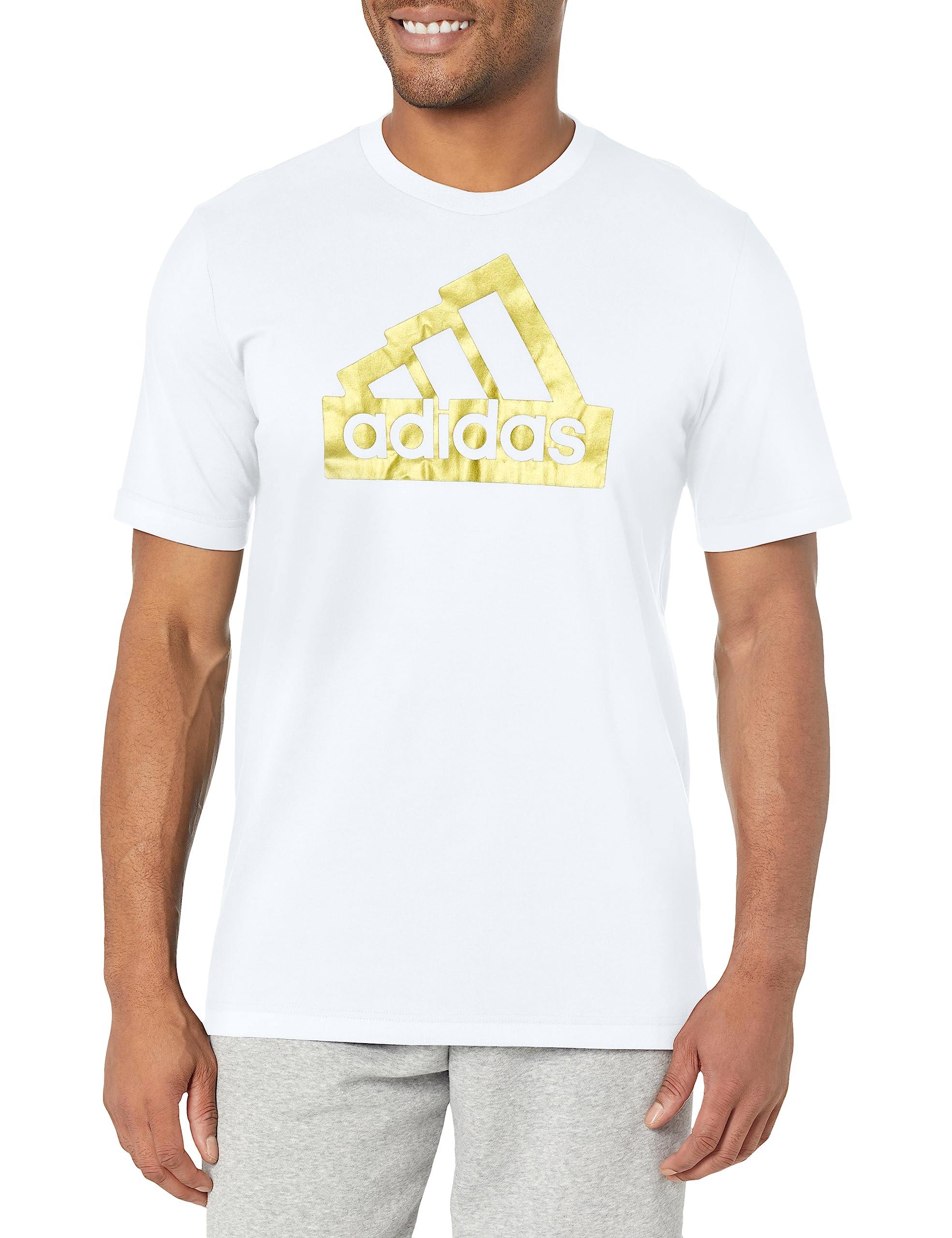 adidas Mens Tall Size Future Icons Metallic T-Shirt White Medium