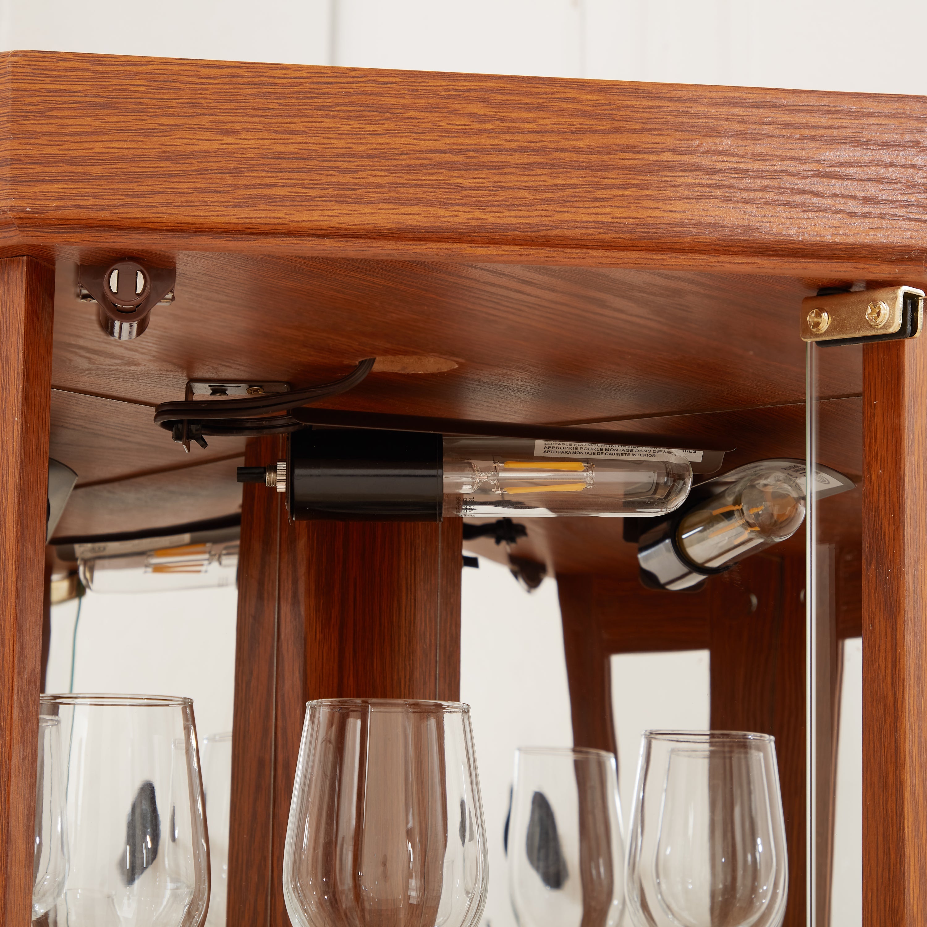 Corner Glass Cabinet Lighted Curio Cabinet Corner Display Case for Living Room, Curio Cabinet, Antique collection, Wine,Bar Glass Storage Light Included, Dark oak