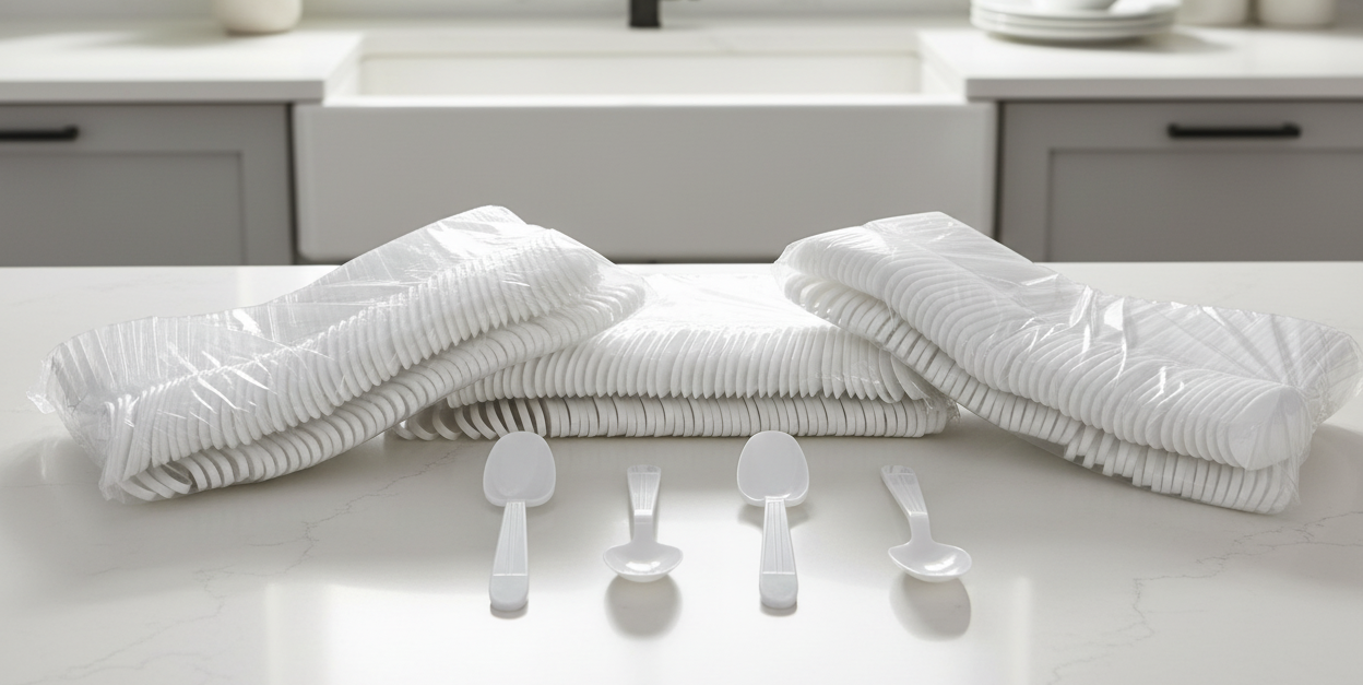 Royalty White X-Heavy Weight PP Tea Spoon, 10 Sleeves of 100 Tea Spoons (1000/cs)