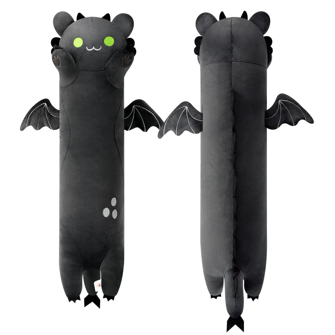 PEACH CAT Long Dragon Cat Plush Pillow Cute Dragon Cat Stuffed Animal for Boys and Girls Black 19.6