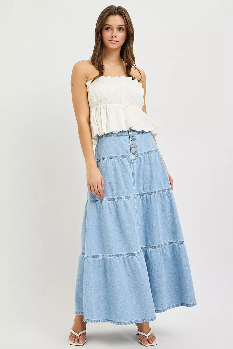 RISEN High Rise Ruffle Long Skirts