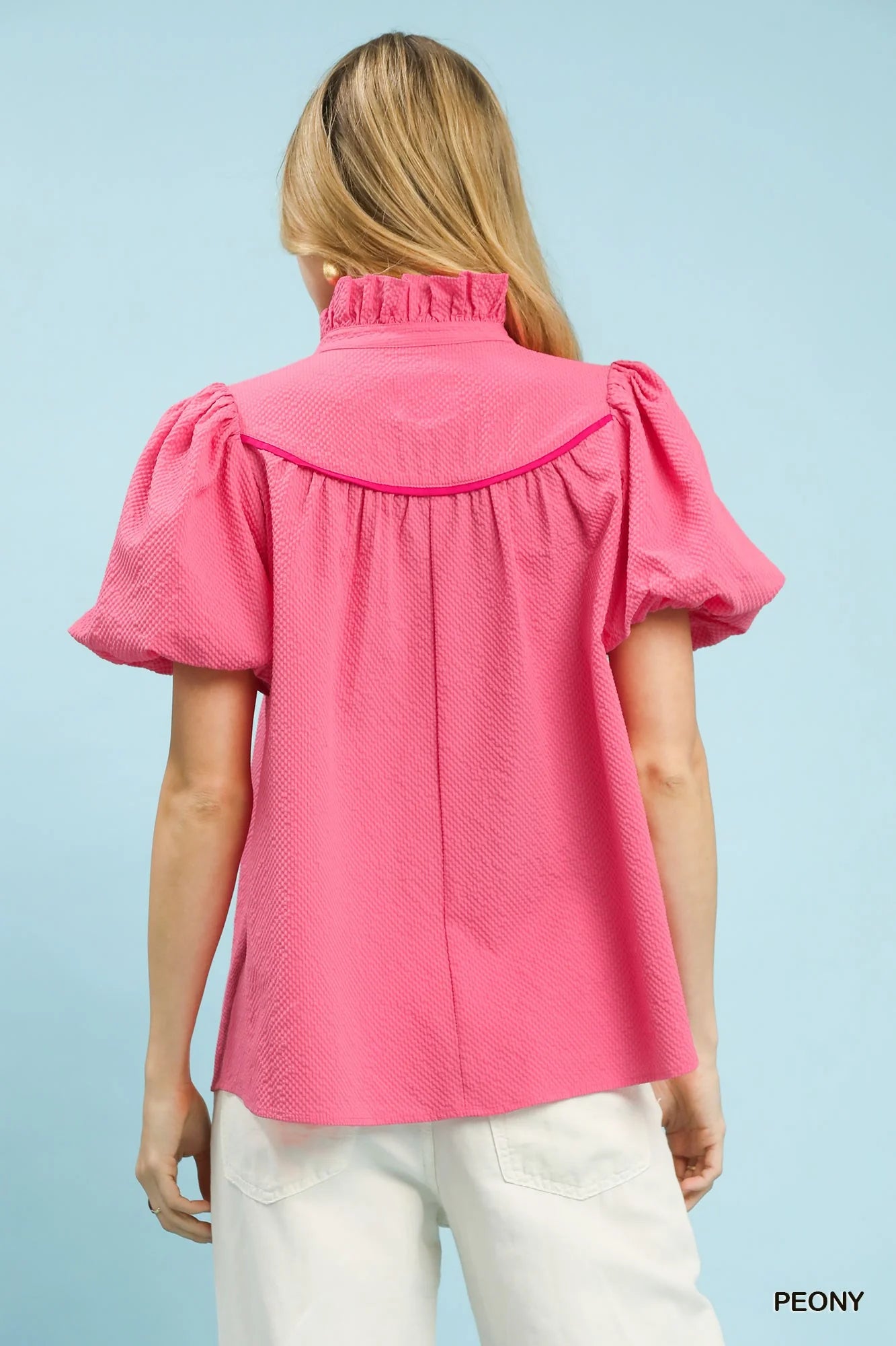 Umgee Textured Puff Sleeve Blouse
