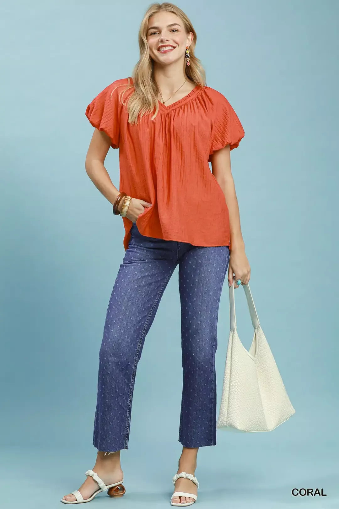 Umgee Gathered V-Neck Top