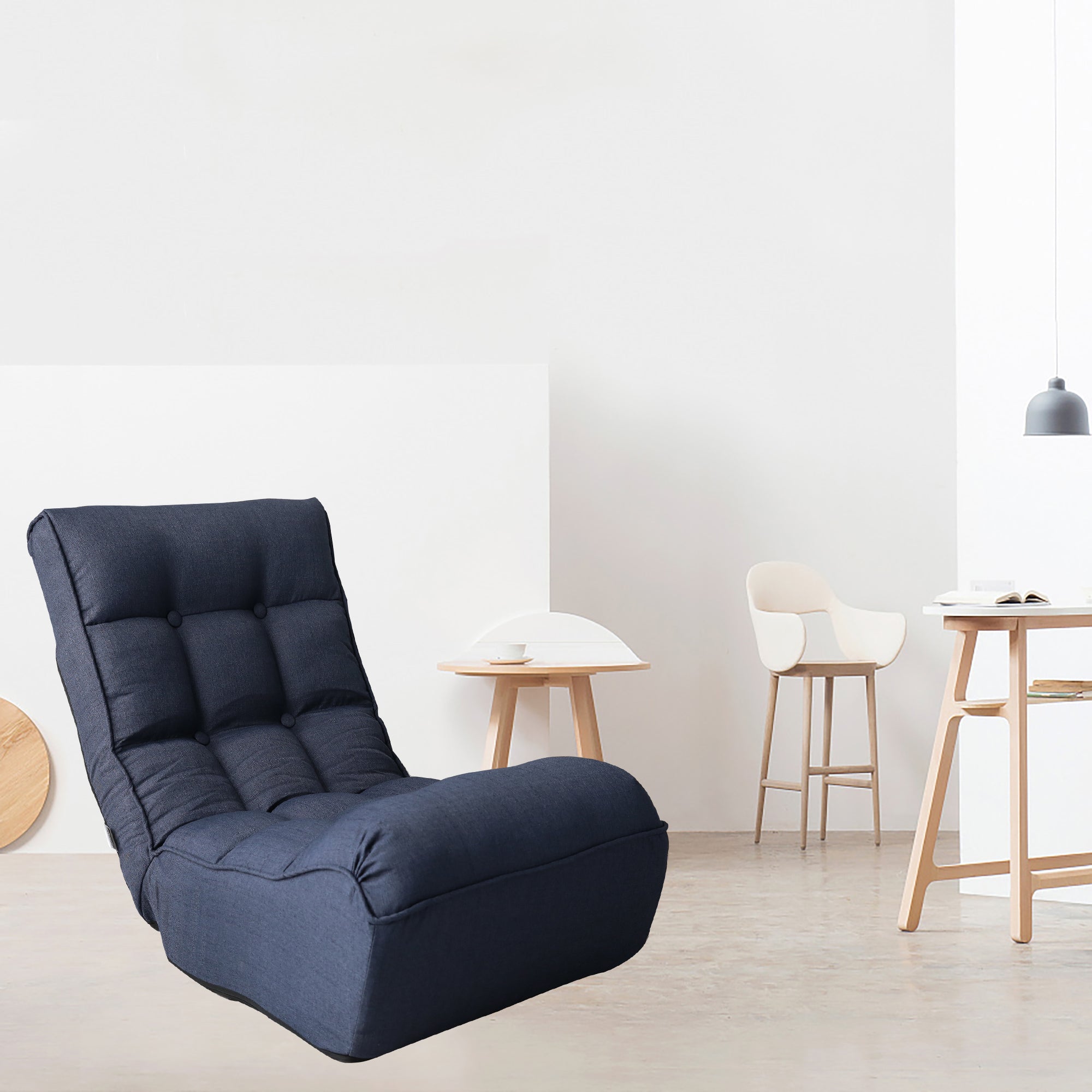 Single sofa reclining chair Japanese chair lazy sofa tatami balcony reclining chair leisure sofa adjustable chair,Navy